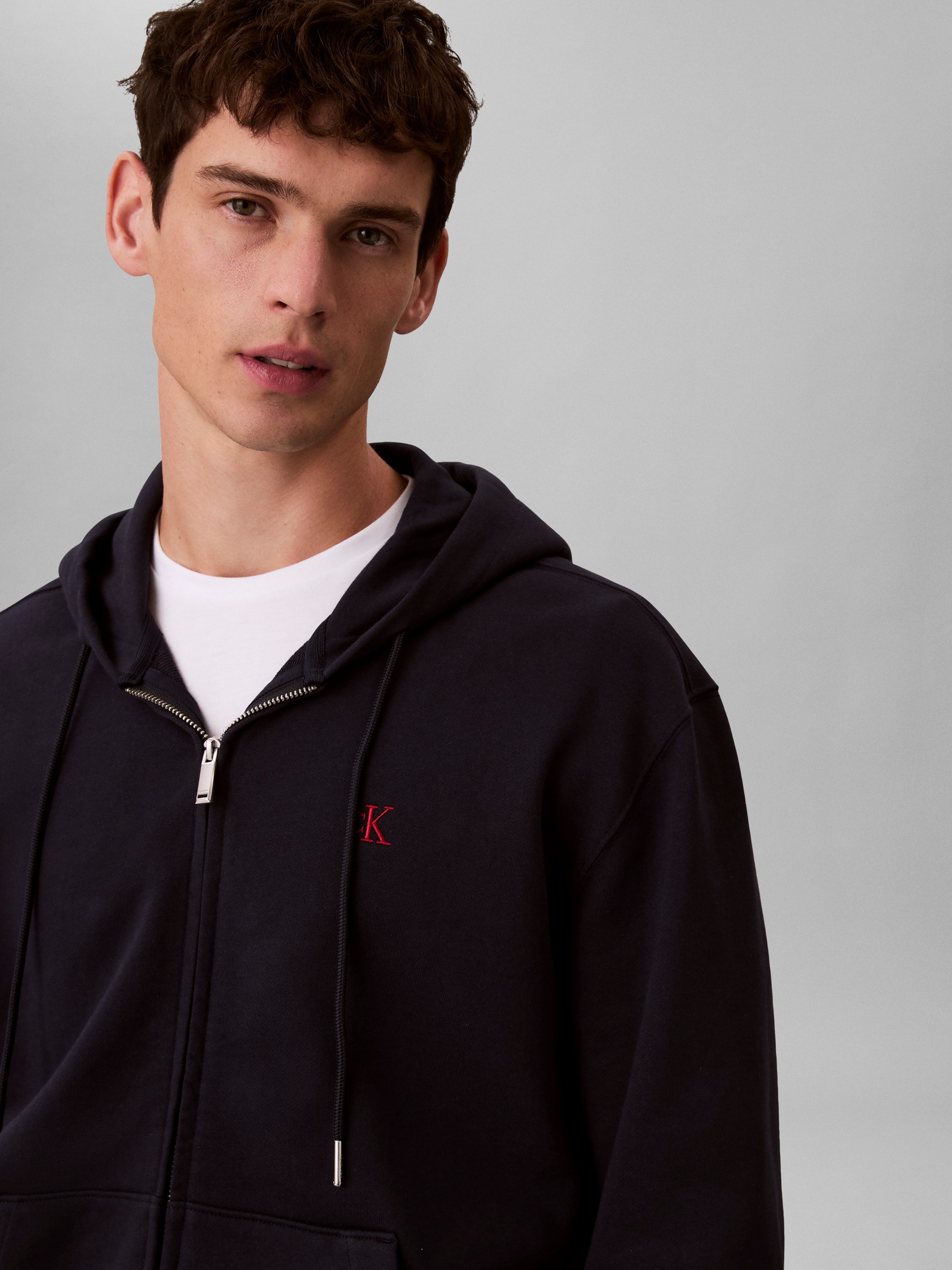 Calvin Klein Jeans Sweat à capuche »LS EU 350TERRY MONOGRAM FZ HOODI«, Mit Rundhalsausschnitt, regular fit
