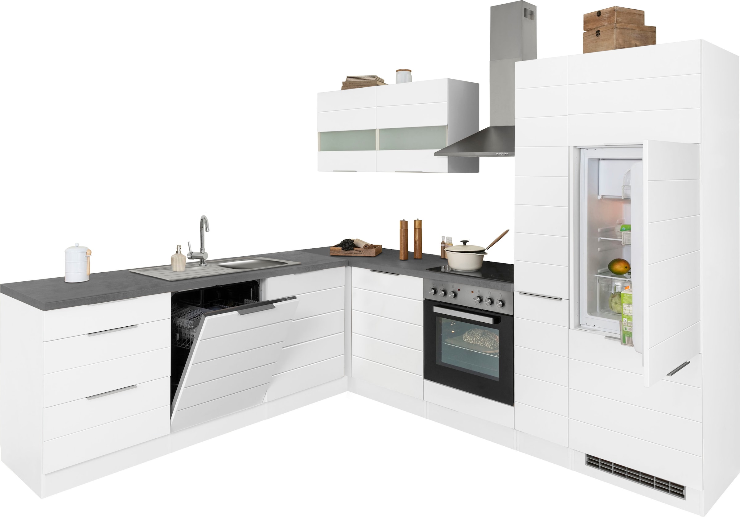 KOCHSTATION Winkelküche »KS-Luhe« Stellbreite 240x270 cm, wahlweise mit oder ohne E-Geräten, MDF-Fronten