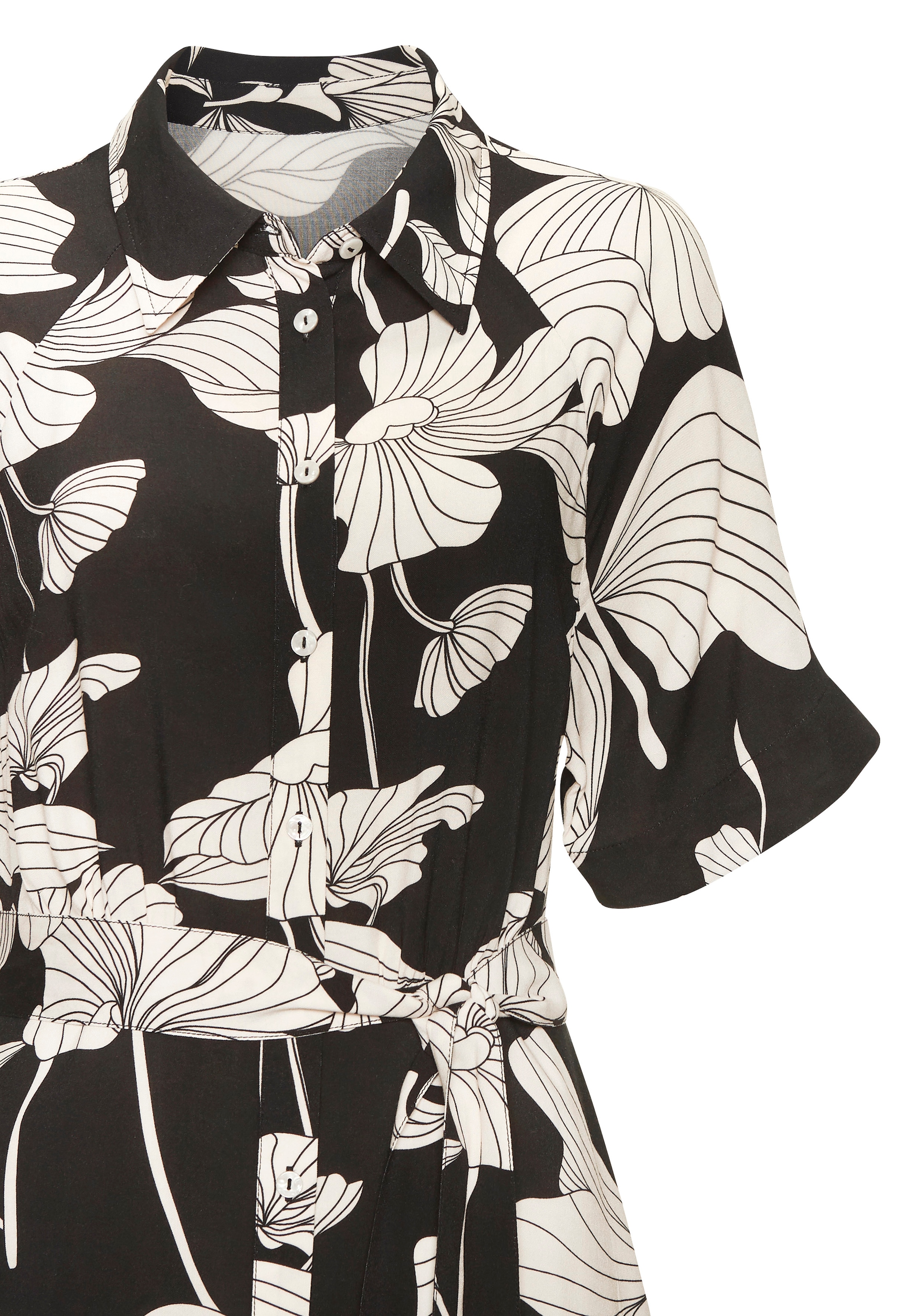 Vivance Hemdblusenkleid mit Bindegürtel,  Ohne Taschen mit Blumendruck