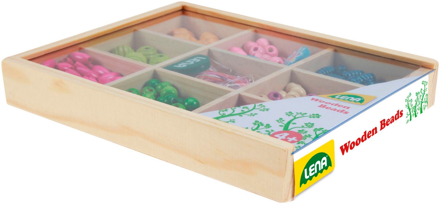 Lena® Set créatif »Holzperlen Holzkassette, mittel«
