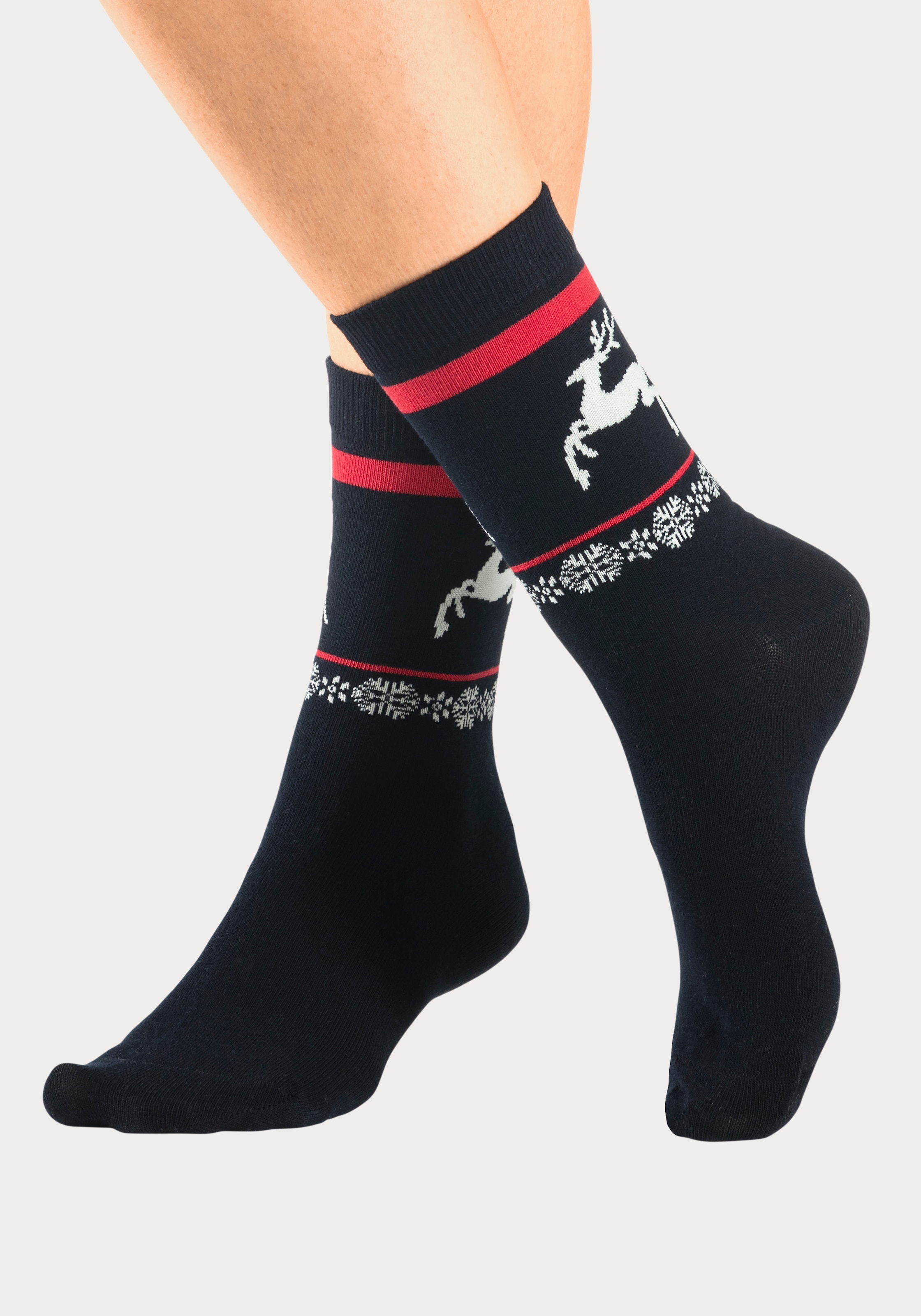 H.I.S Basicsocken Packung, 3 Stk. tlg. mit Wintermotiven