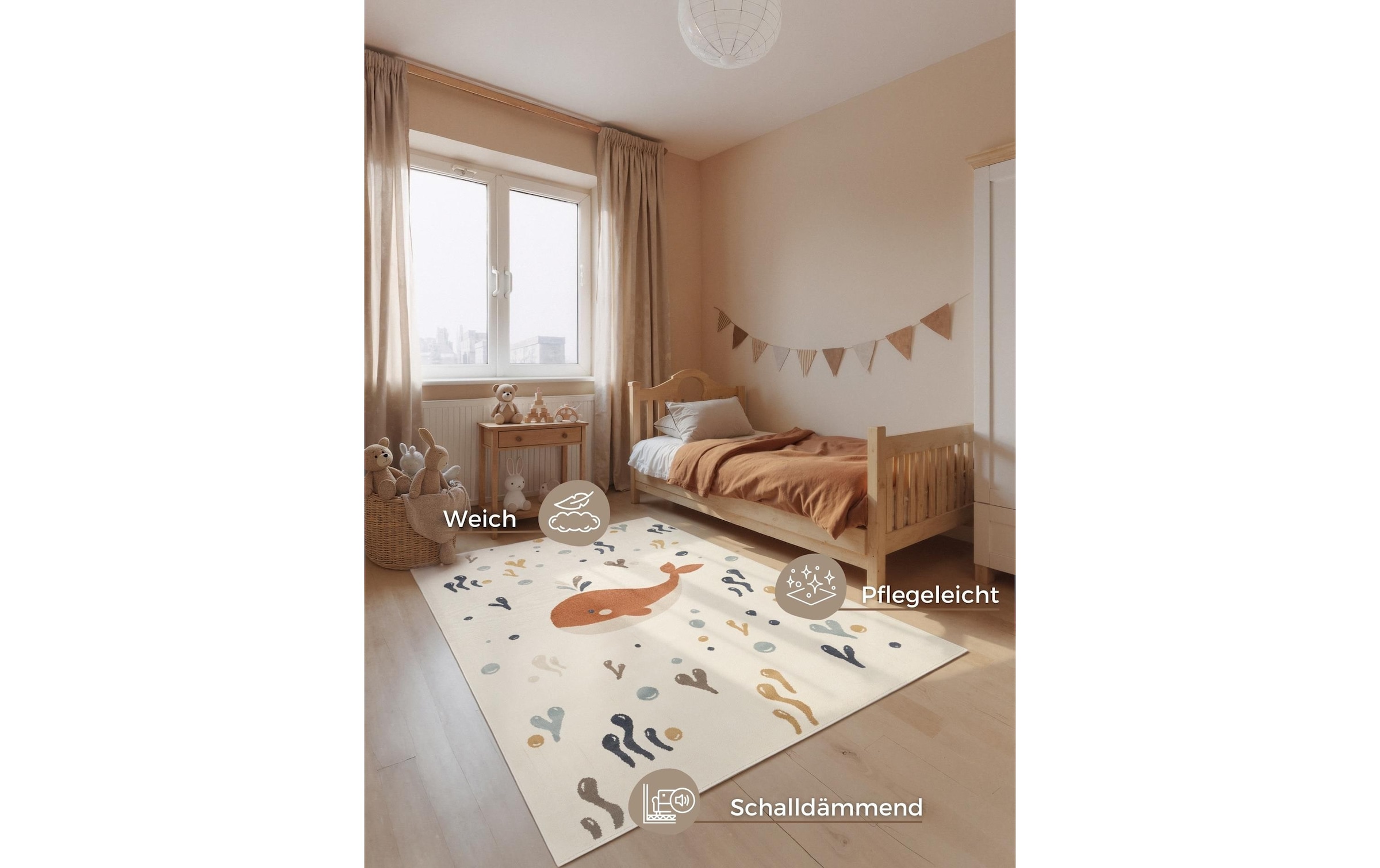 HANSE Home Kinderteppich »Moby« rechteckig 10 mm Höhe Pflegeleicht, Weich, Kinderzimmer, Spielteppich, Spielunterlage
