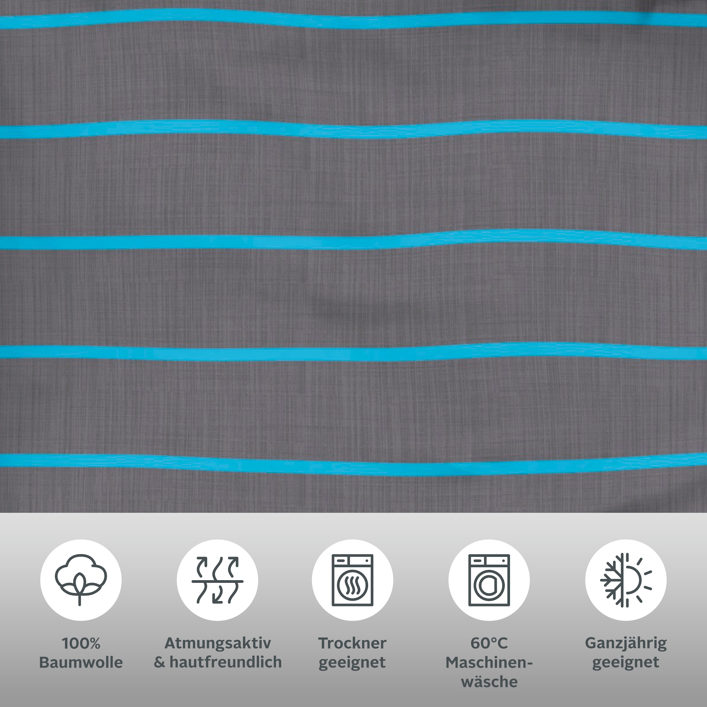 my home Linge de lit »Katja« 2 cuis tlg. Bettwäsche aus Baumwolle, Bettwäsche mit Streifen-Design, Wendeoptik