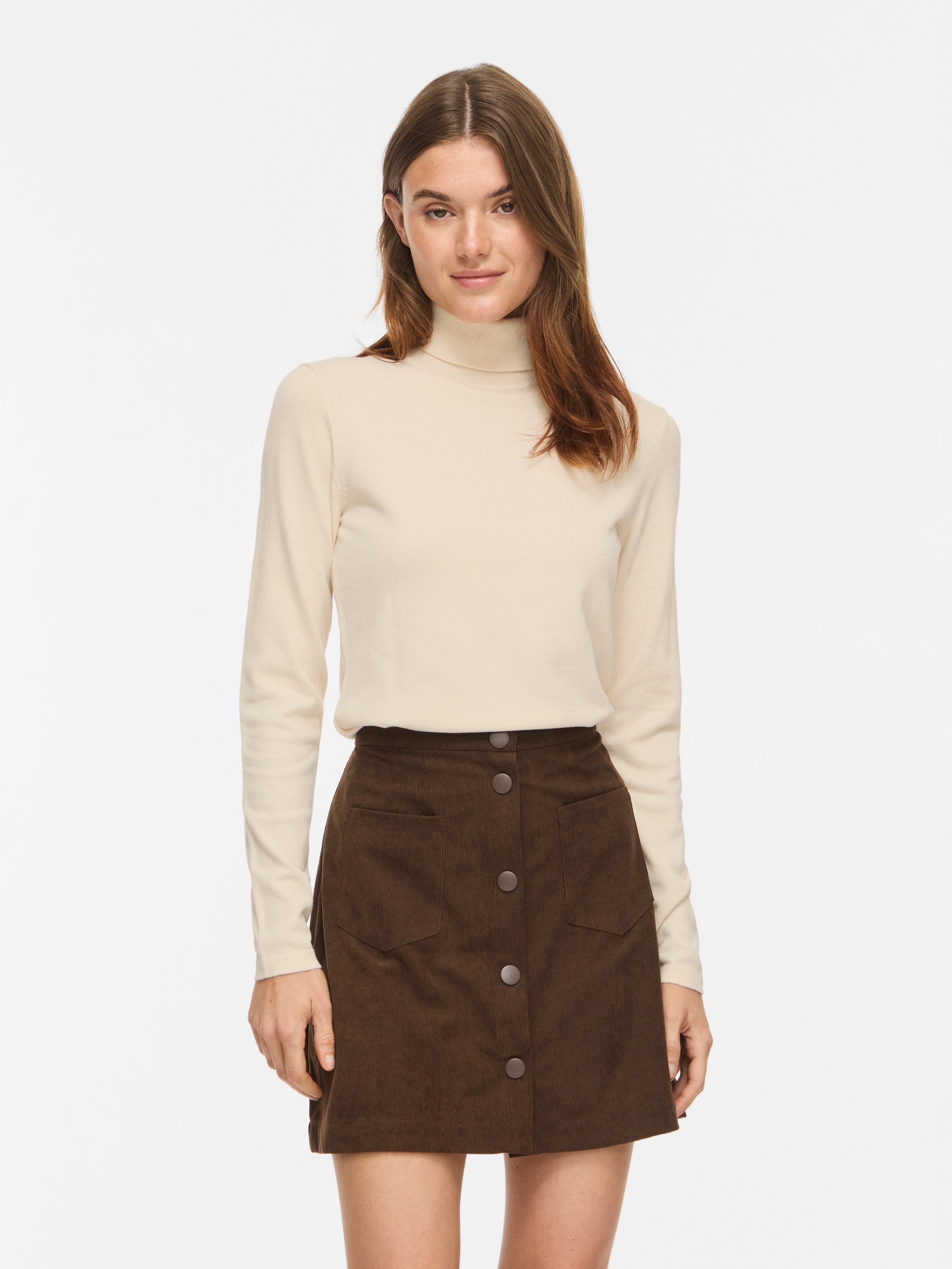 Vila Pull à col roulé »VIMALU ROLLNECK L/S KNIT TOP NOOS« mélange de matériaux