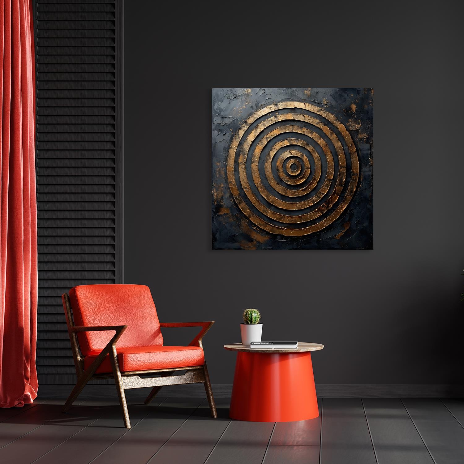 queence Impression d'art »Goldene Kreise« Abstrait | Abstrait | Art | Formes | Tableau 1 cuis tlg. Tissu toile premium, fait main en Allemagne