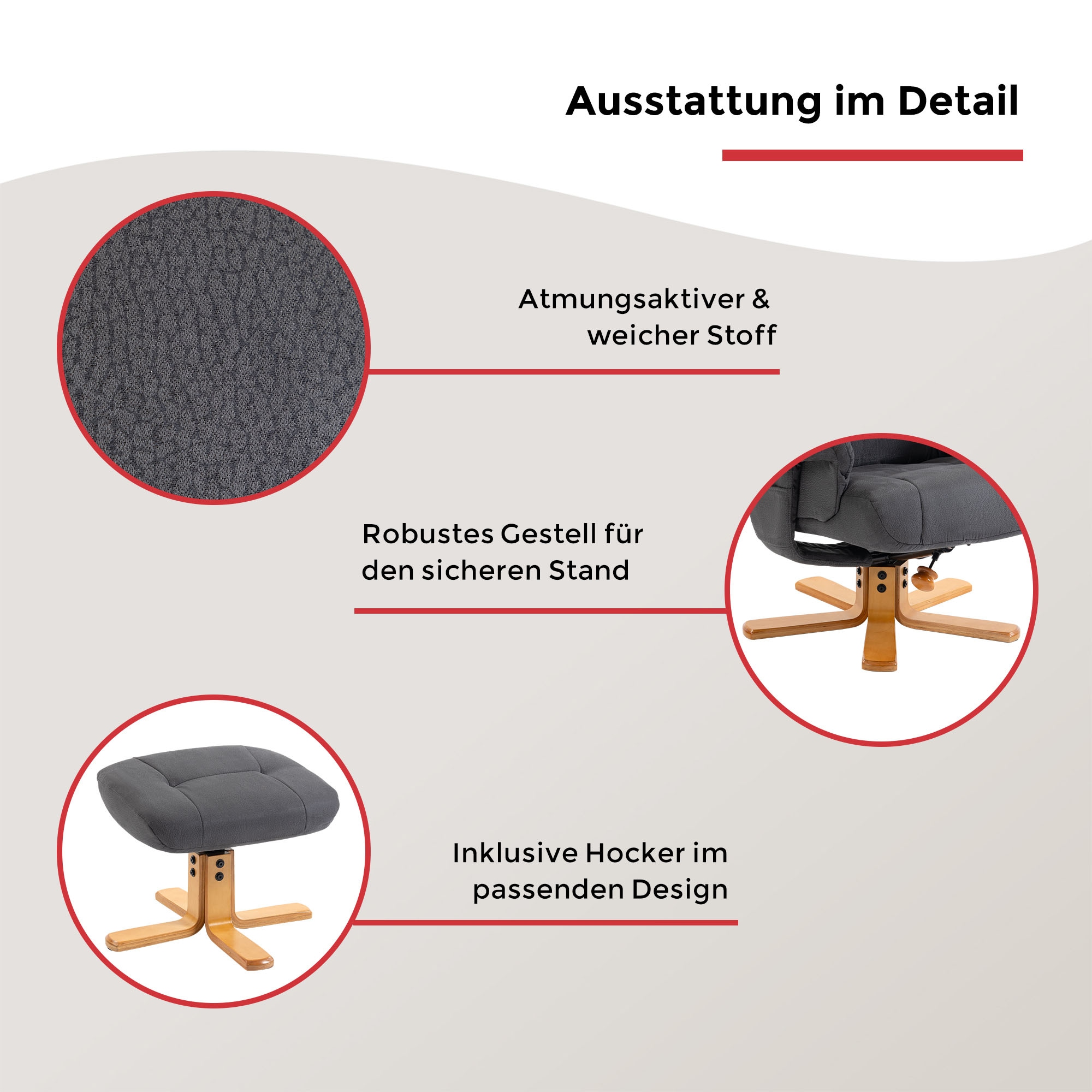 Duo Collection TV-Sessel »Bordeaux« mit Hocker und Relaxfunktion, 360 Grad drehbar