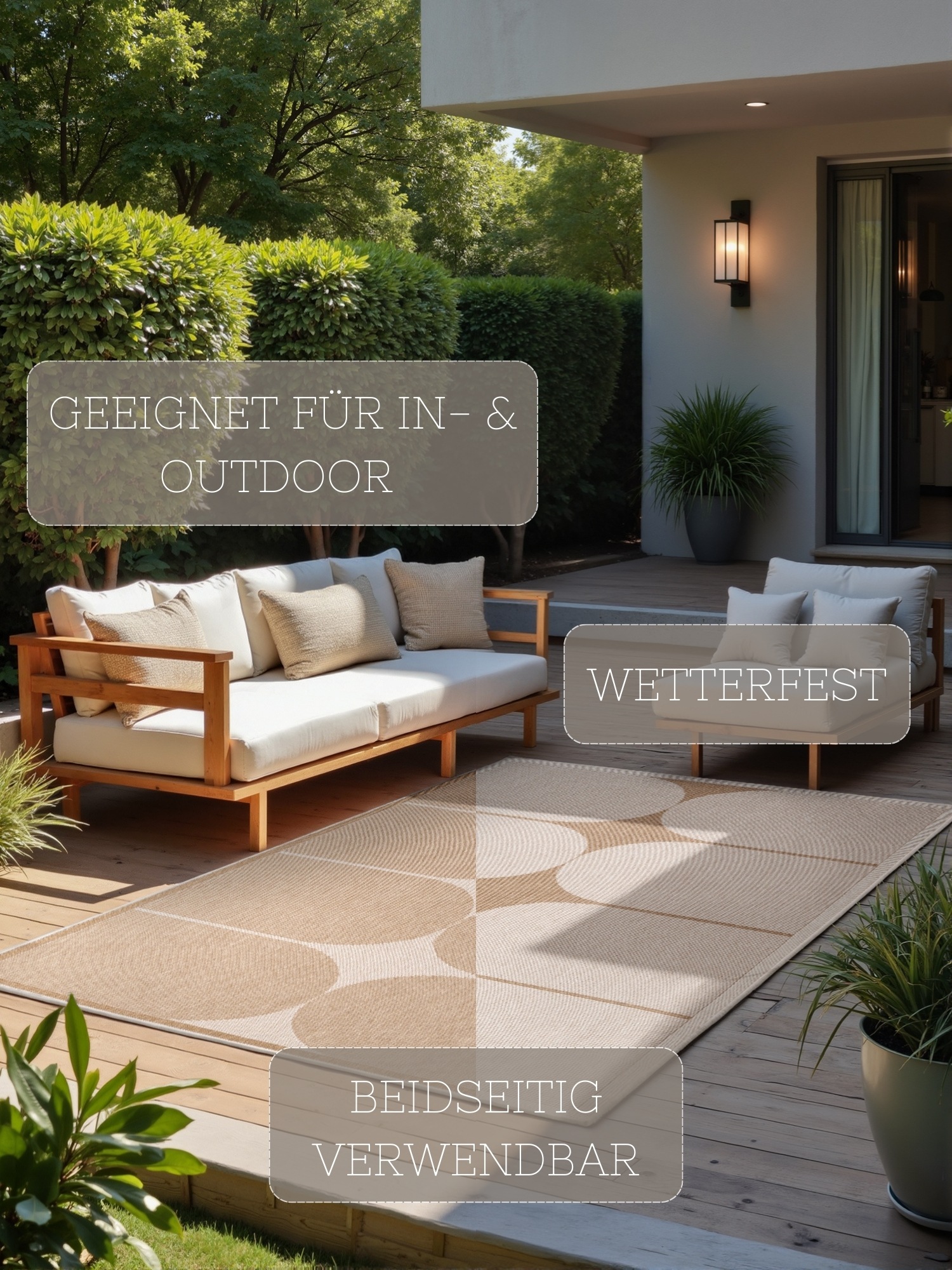 HANSE Home Outdoorteppich »Bowen Wendeteppich« rechteckig 5 mm Höhe Läufer, In und Outdoor, Flachgewebe, wetterfest, pflegeleicht, robust