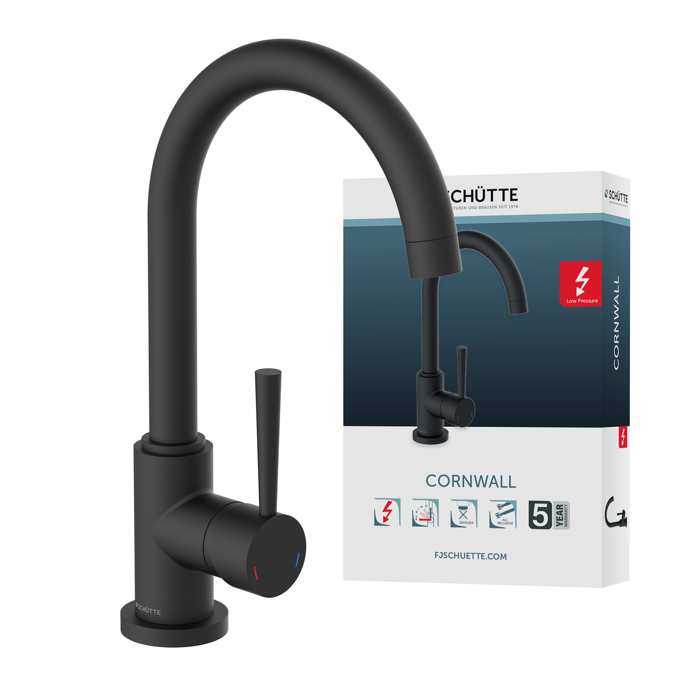 Schütte Robinet d'évier »Cornwall« Niederdruck, 360° schwenkbarer Wasserhahn, Mischbatterie