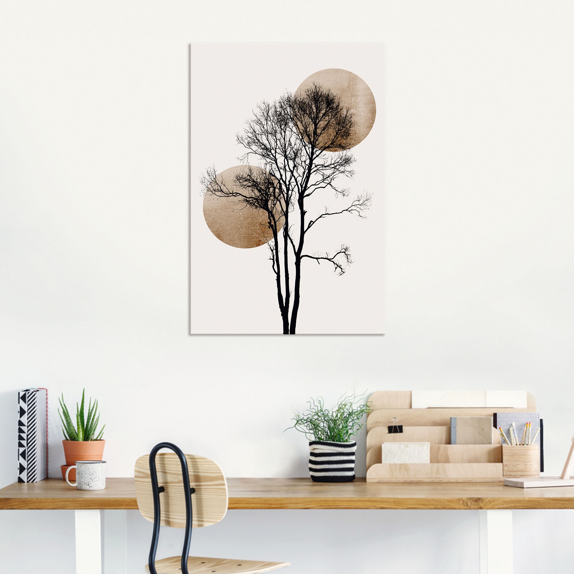 Artland Fresque murale »Sonne und Mond versteckt« Images d'arbres 1 cuis tlg. en image aluminium, image sur toile, poster en différentes tailles