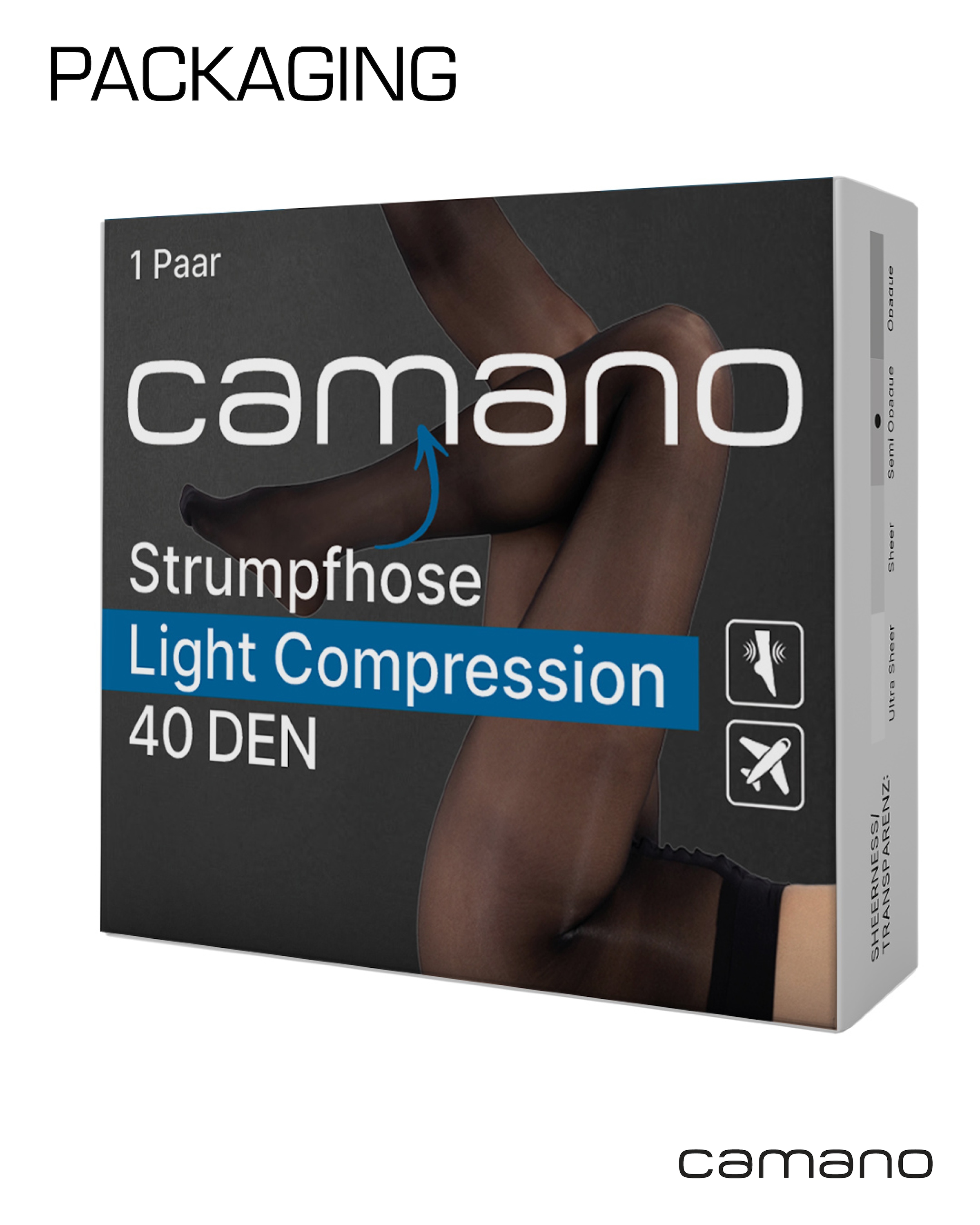 Camano Collants fins 40 2 Stück,  Vorgeformter Fuss mit verstärkter Ferse und Fussspitze