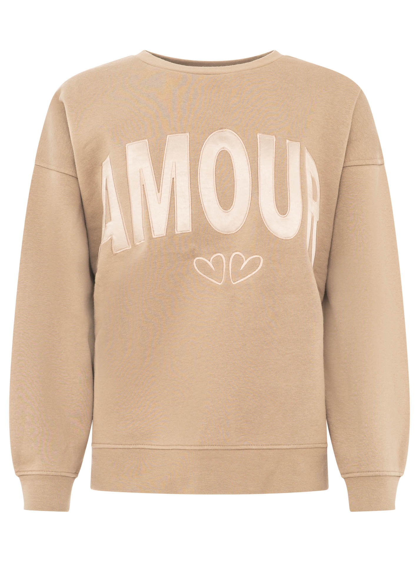 Zwillingsherz Sweat-shirt »"AMOUR"«, Rundhals, Boxy Fit, Satin Schriftzug, überschnittene Schultern
