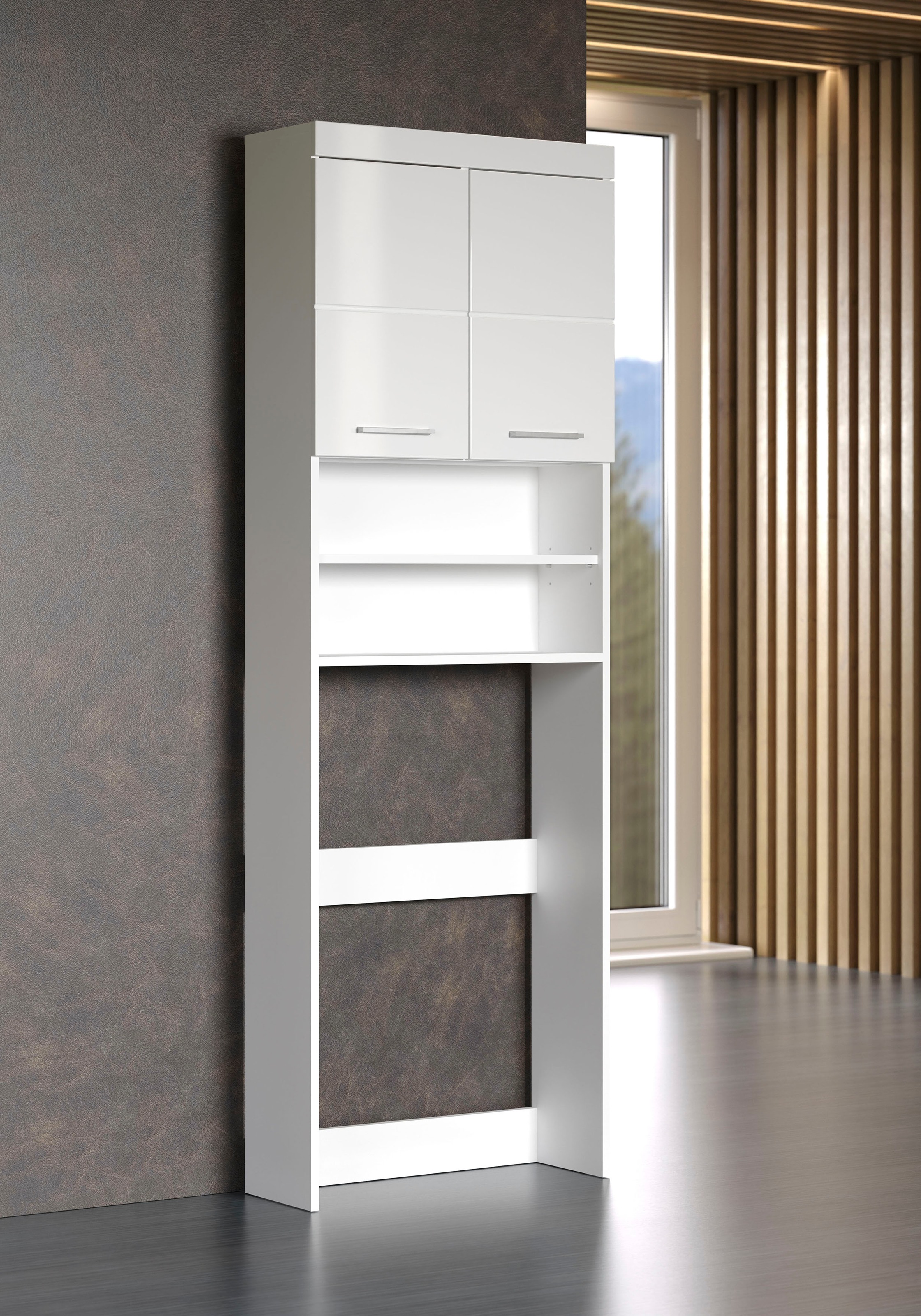 welltime Waschmaschinenumbauschrank »Avena« Waschmaschinenüberbau mit 2 Fächern - (B/T/H) 63/24/187 cm