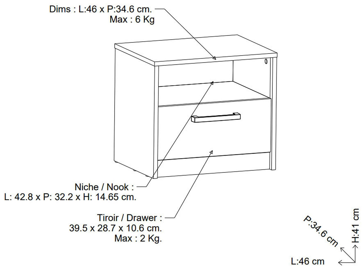 Demeyere GROUP Table de nuit »Watson« table de nuit avec 1 tiroir