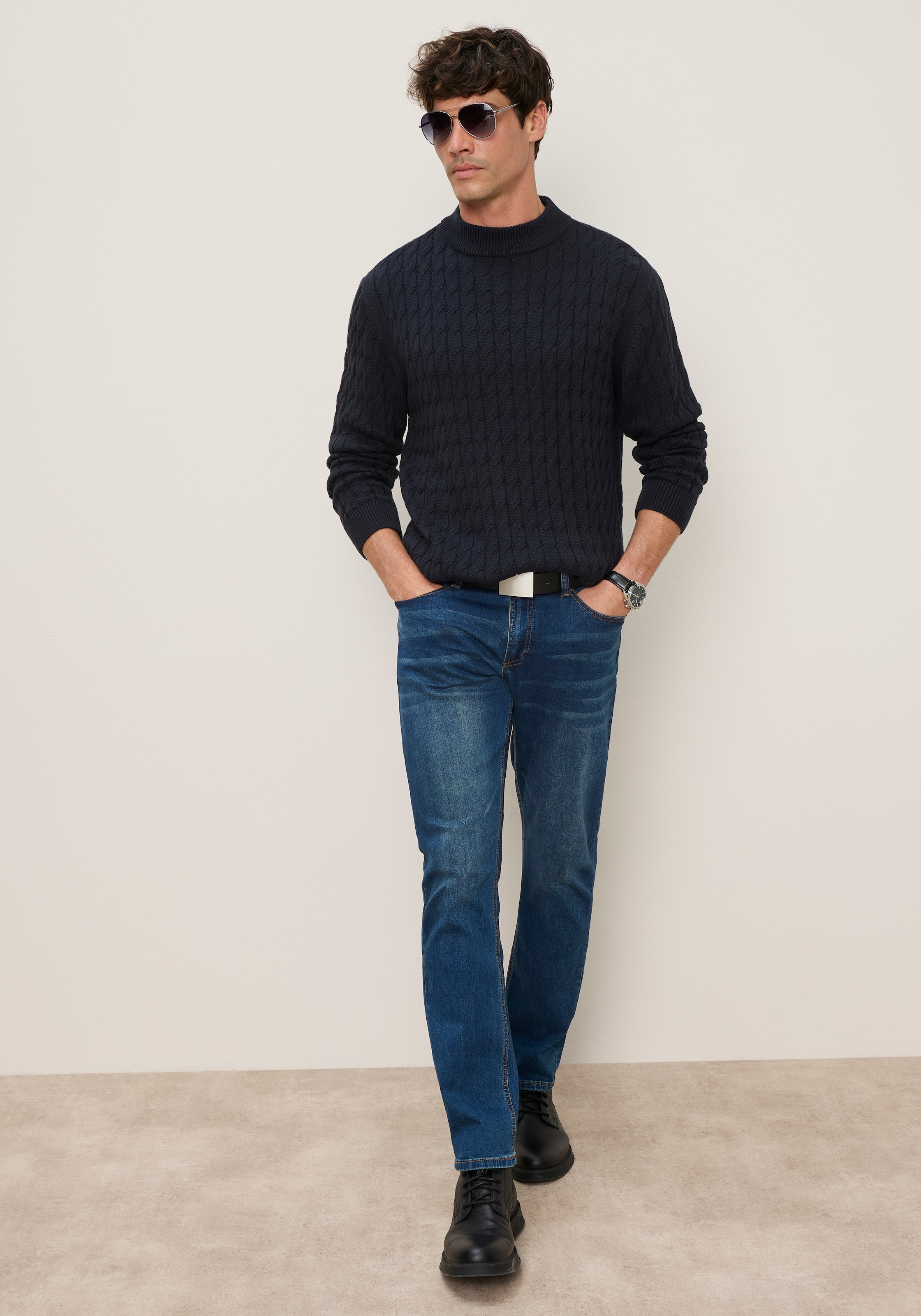 Bruno Banani Pull à col montant en tricot, coupe régulière, longueur normale