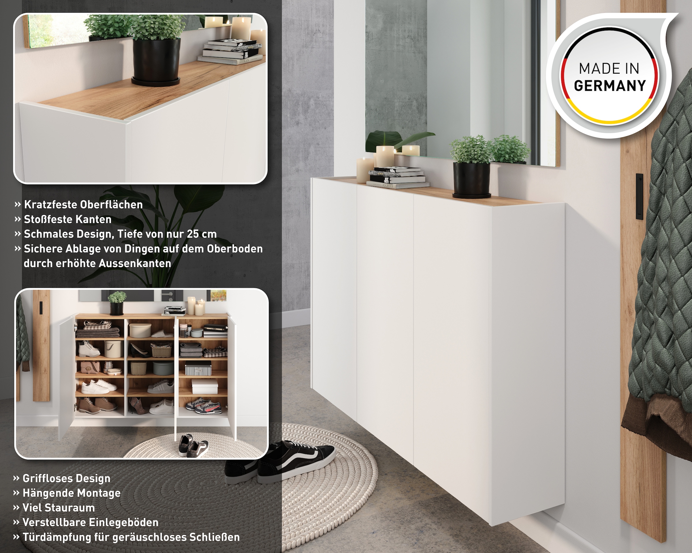 GERMANIA Mehrzweckschrank »GW-Libbiano« 1 Stk. tlg. , ideal für schmale Flure, Breite 138 cm, in 3 verschiedenen Höhen