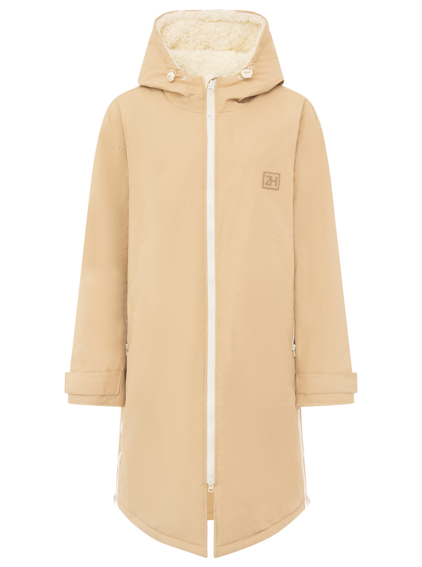 Zwillingsherz Manteau court »"Oversize Windjacke ZH"« poches latérales, capuche, fermeture éclair, doublure teddy, oversize