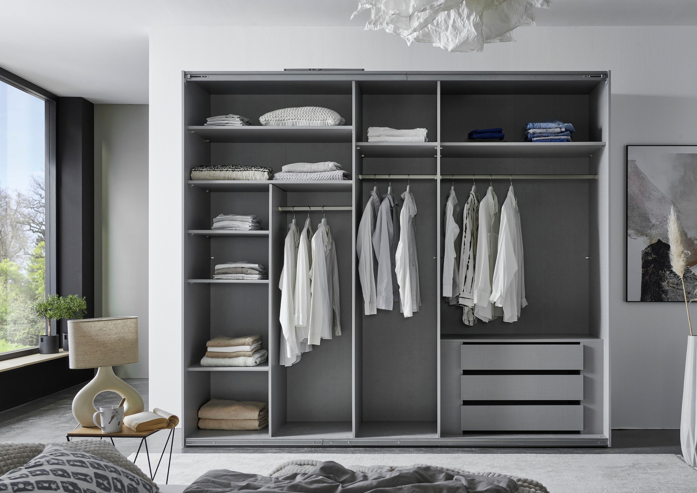 Wimex Armoires à vêtements »Indiana by fresh to go, wahlweise mit oder ohne Spiegel« INKLUSIVE Innenausstattung und Selbsteinzug für die Türen,  grosse Breiten250 oder 300cm, mit oder ohne Glasfront, Made in Germany