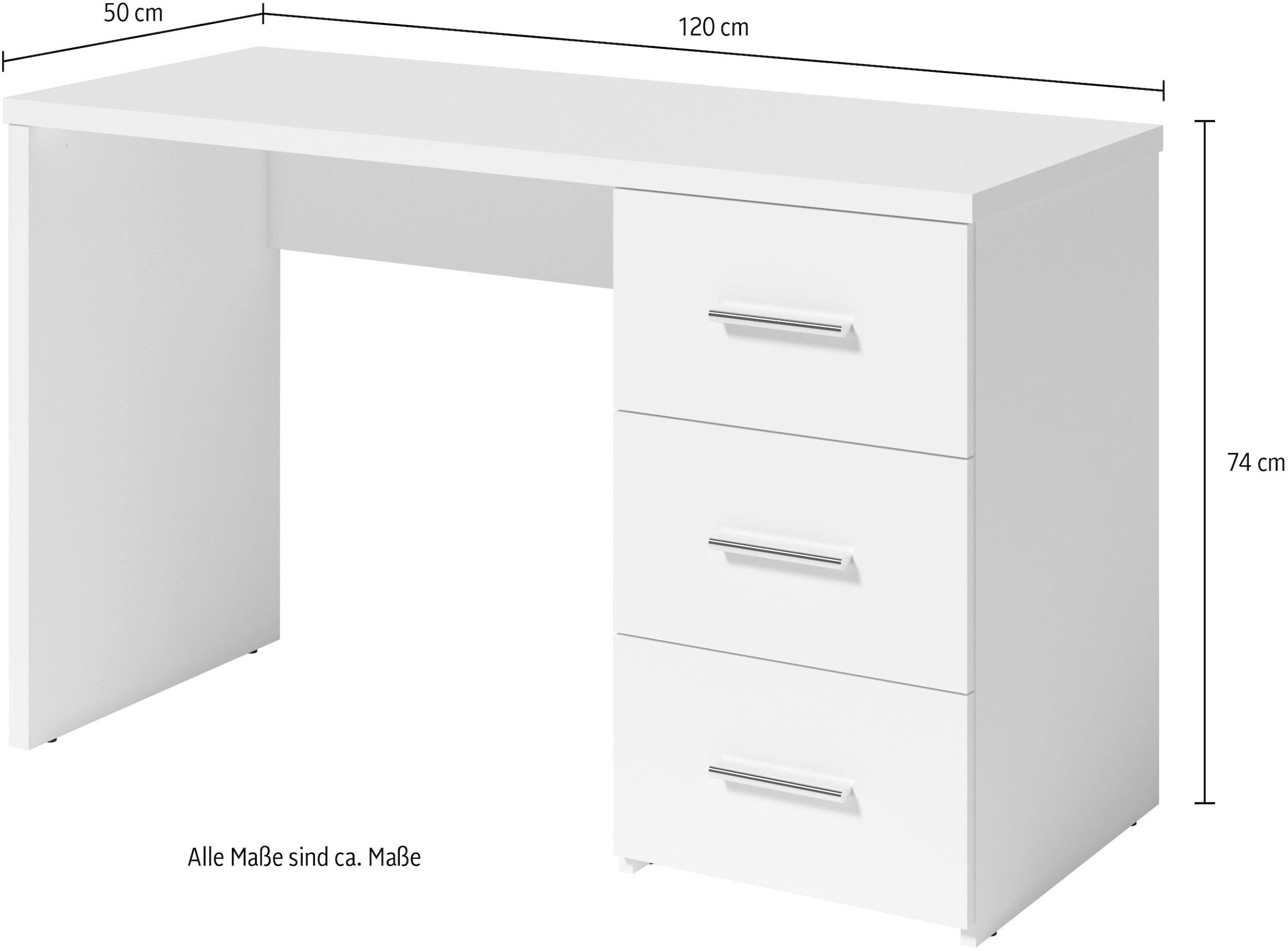 Home affaire Schreibtisch »Zion« Computertisch mit 3 Schubladen, Breite 120 x 50 cm