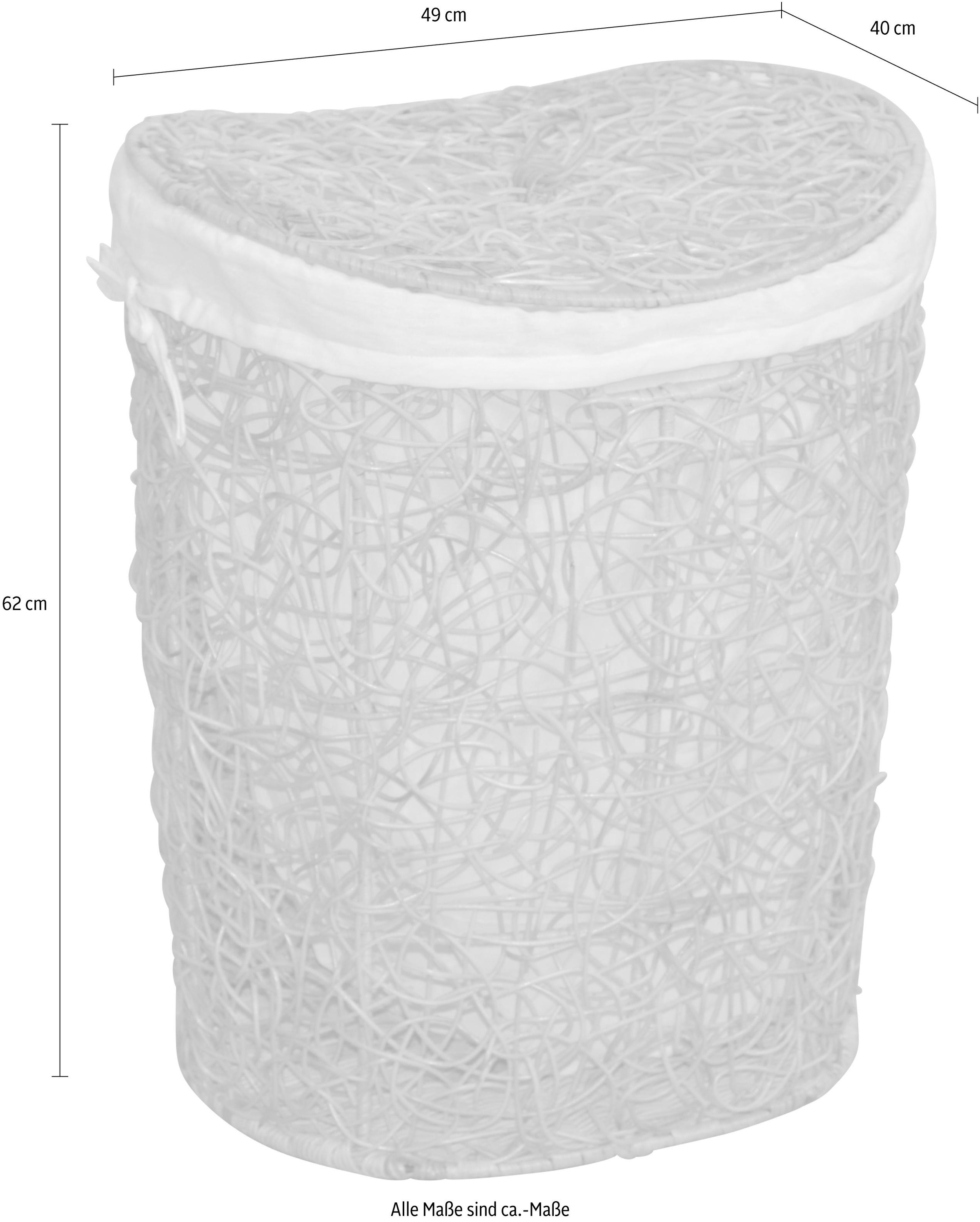 my home Wäschekorb Rattan-Geflecht, mit Stoffeinsatz und Deckel, Höhe 62 cm