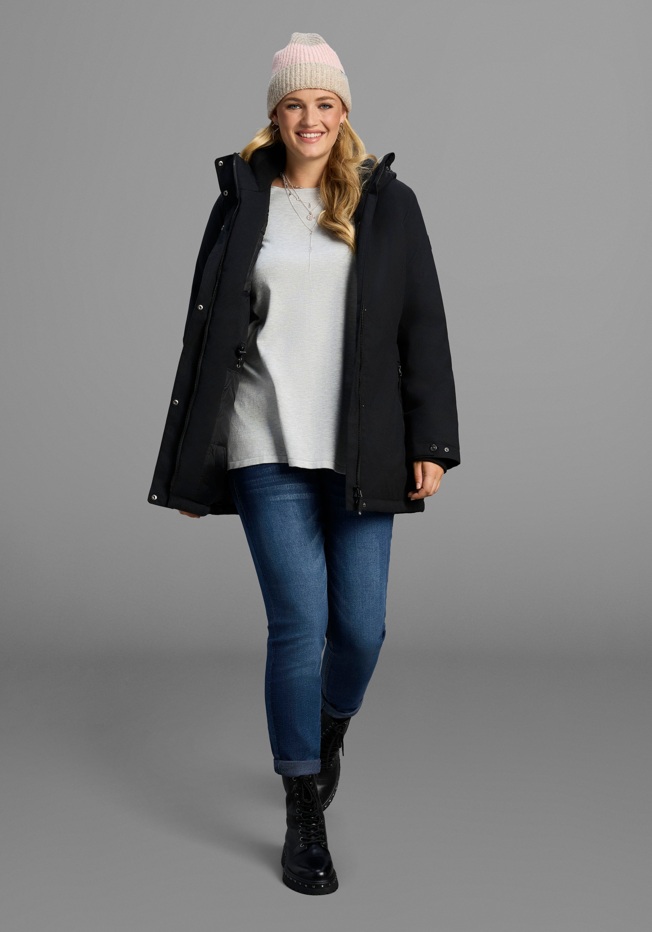 Polarino Parka fonctionnelle mit Kapuze Grosse Grössen, Winterjacke,  wasserabweisend, winddicht  atmungsaktiv