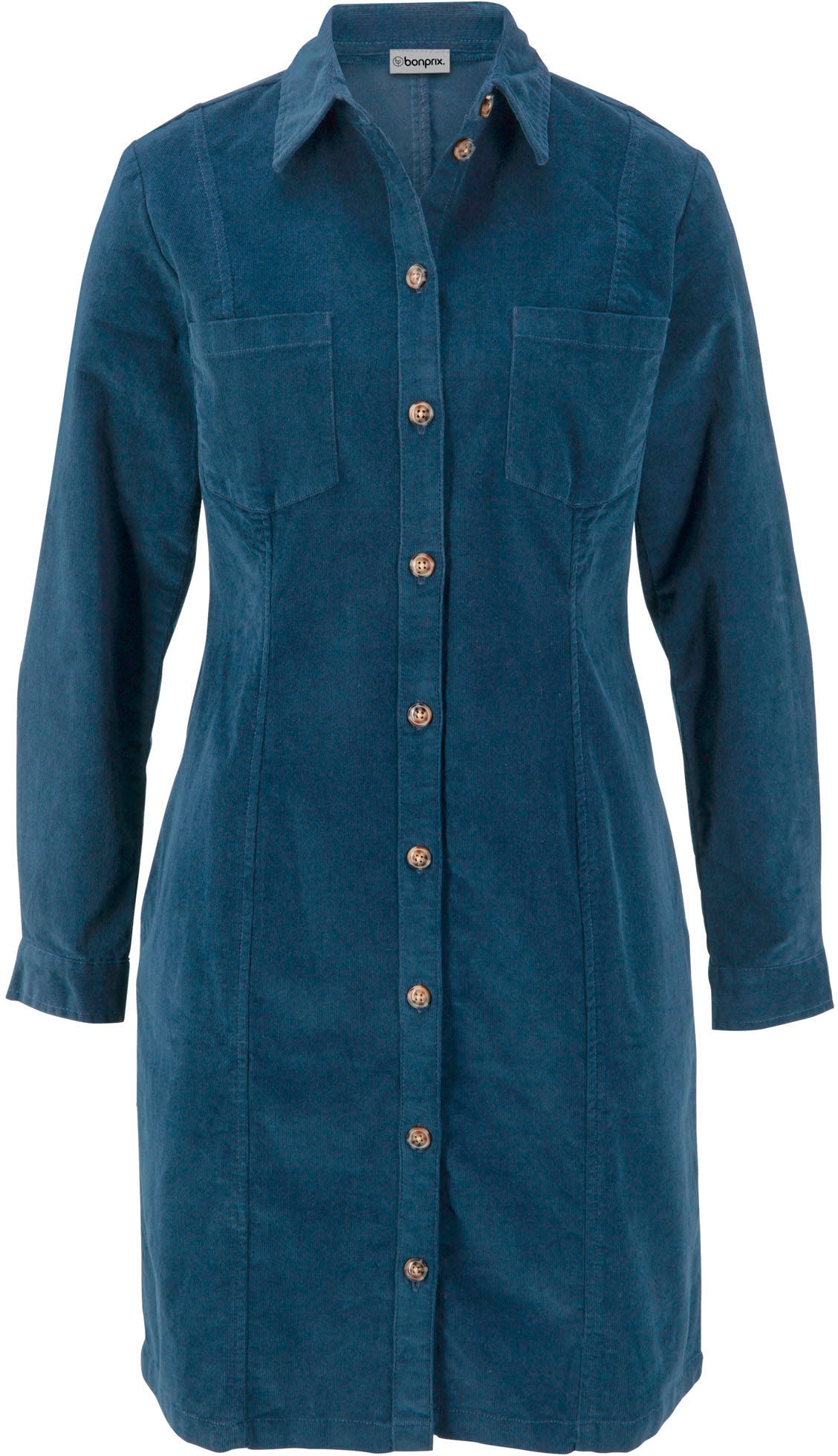 bonprix Robe chemisier Poches poitrine für Alltag, aus Baumwolle und Elasthan, mit Knopfleiste