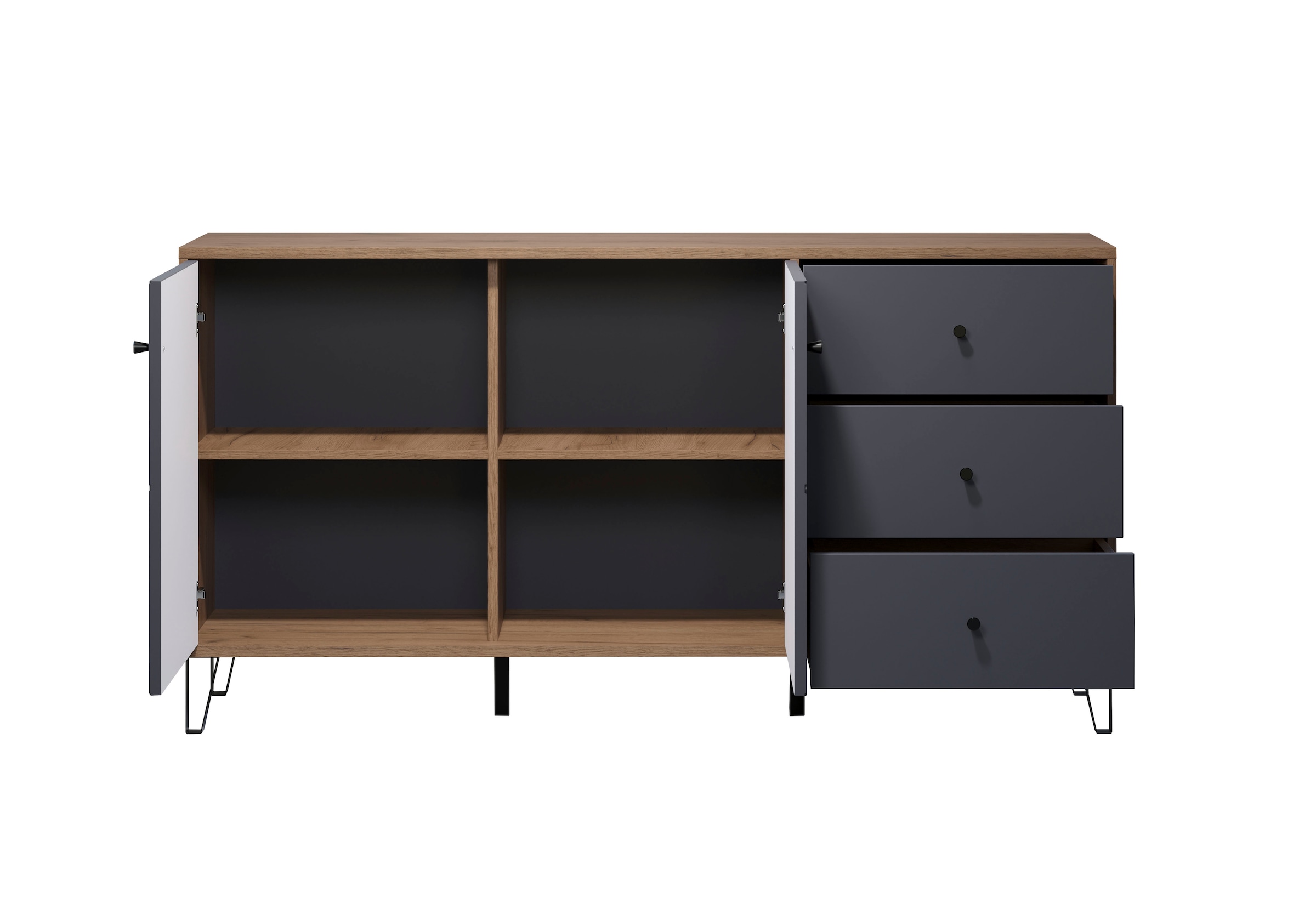 Home affaire Buffet »Molveno« 1 cuis tlg. Sideboard, 2 Türen, 3 Schubkasten & Soft-Close - (B/T/H) 183/40/76 cm