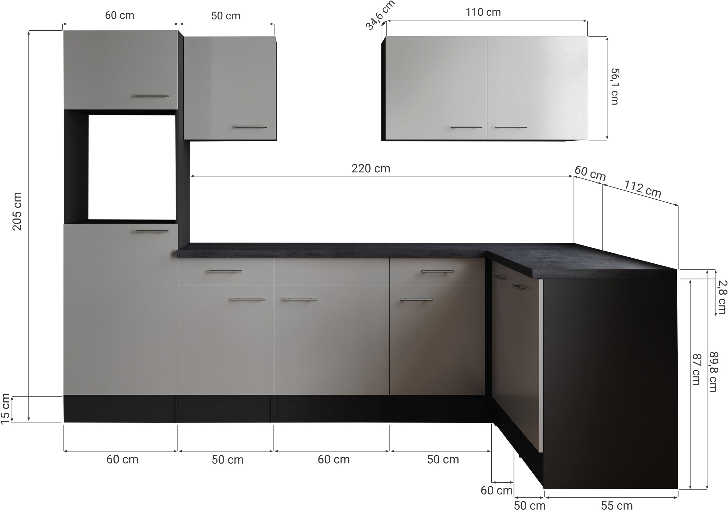RESPEKTA Winkelküche »Oliver« Breite 280 cm, 90 cm Arbeitshöhe, in exklusiver Konfiguration für OTTO