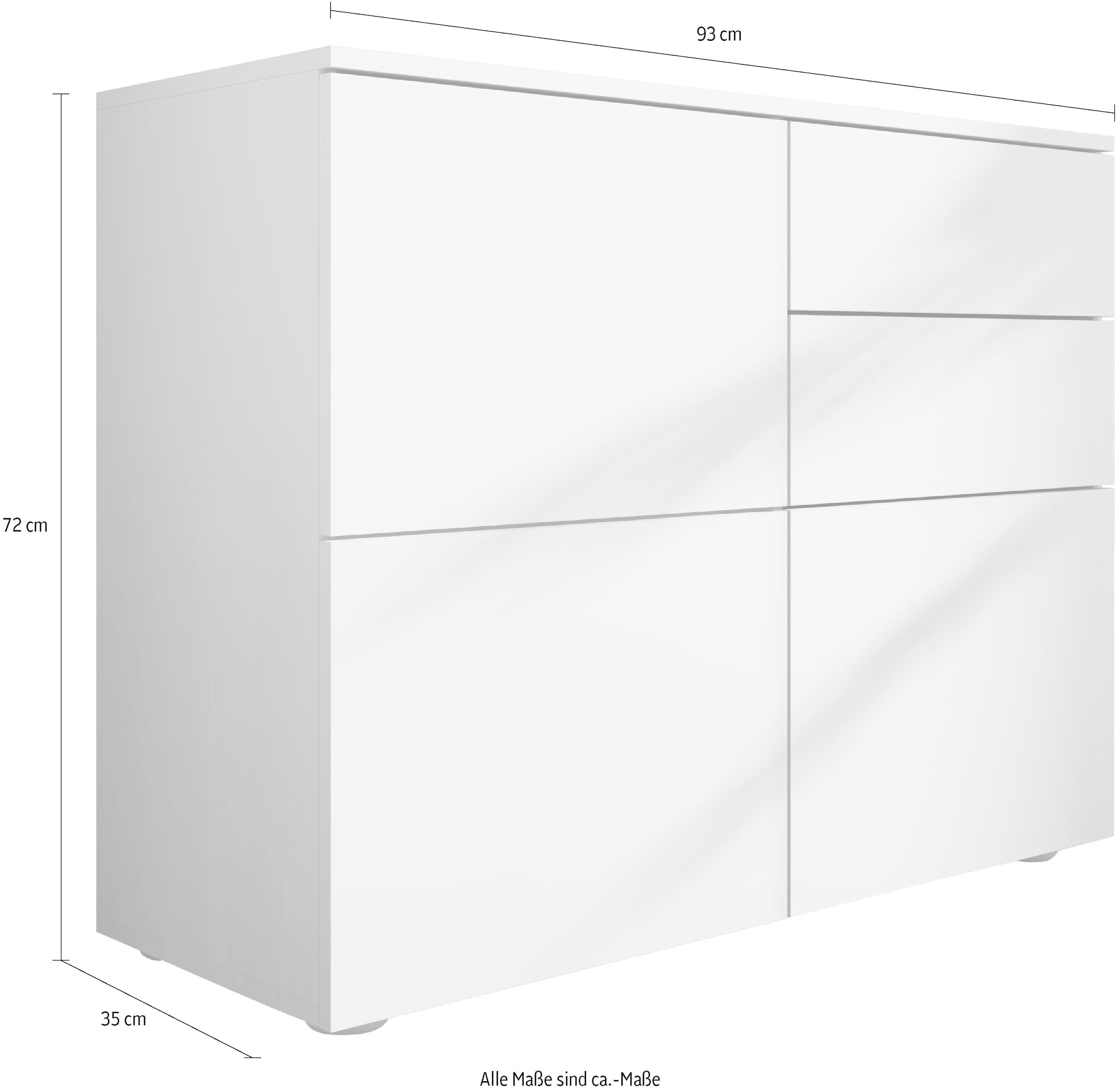 borchardt Möbel Kommode »Rova, modern, grifflos, praktisch, 2 Türen« Push-To-Open, verstellbare Einlegeböden, viel Stauraum, Breite 93cm