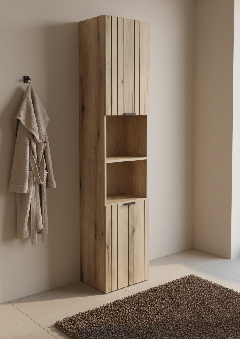 GOODproduct Hochschrank »Baltrum« 4 Stk. tlg. Breite 40 cm dekorative Lamellenoptik