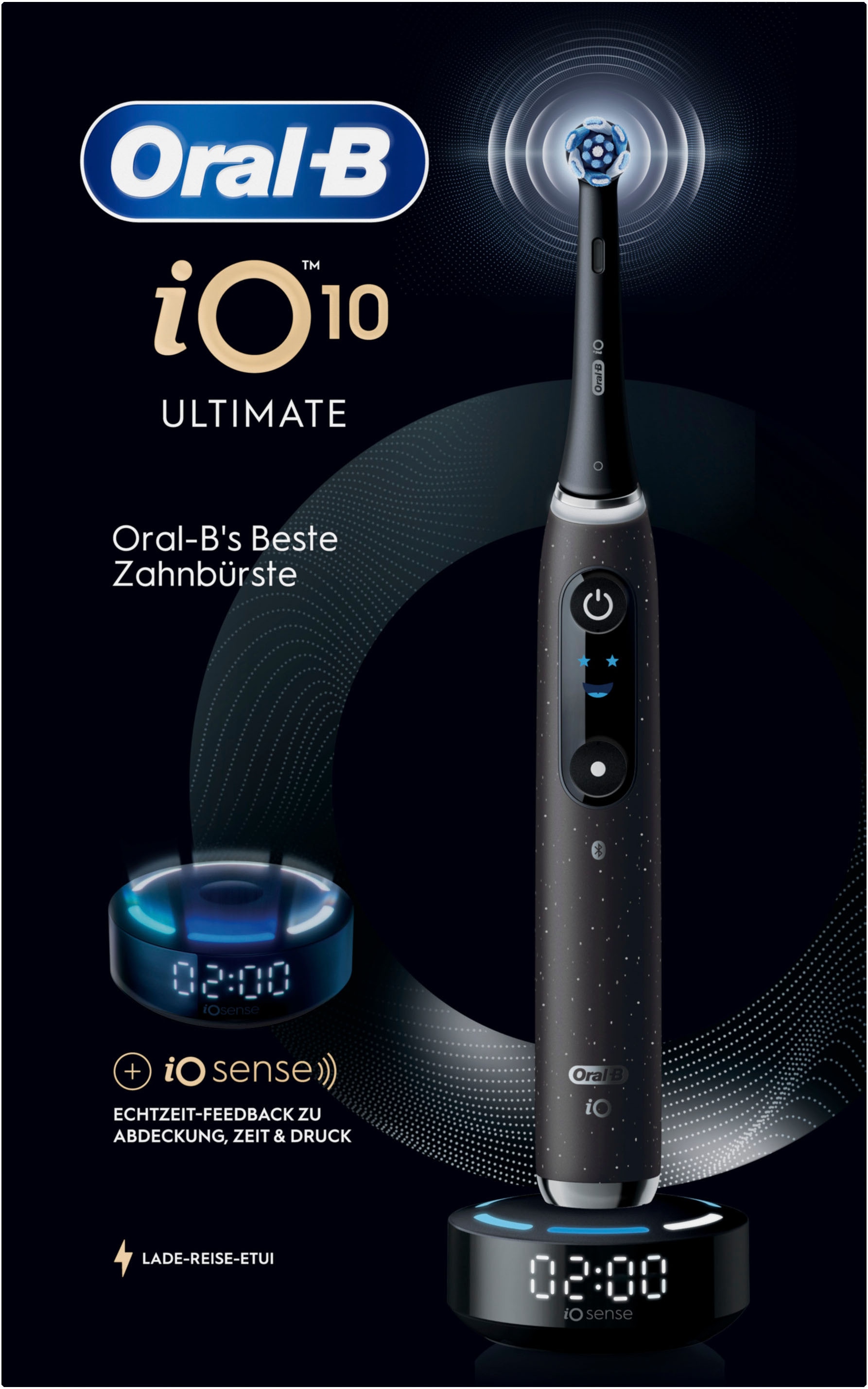 Oral-B Brosse à dents électrique »Oral-B iO Series 10« 1 cuis Aufsteckbürsten iO Sense coach de brossage | Station de charge rapide | Batterie longue durée