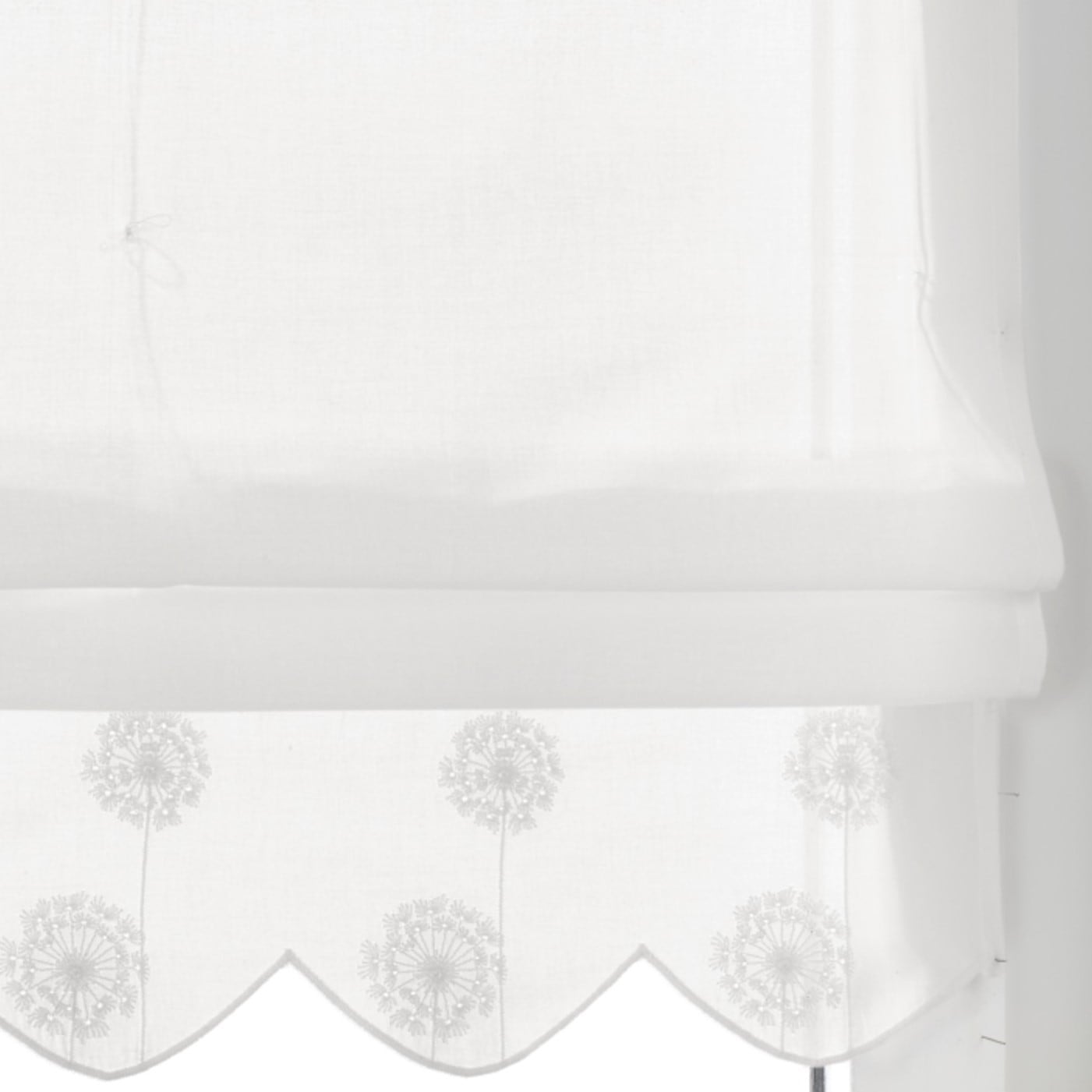 Kutti Raffrollo »Elly« mit Hakenaufhängung ohne Bohren freihängend Baumwolle bestickter Volant