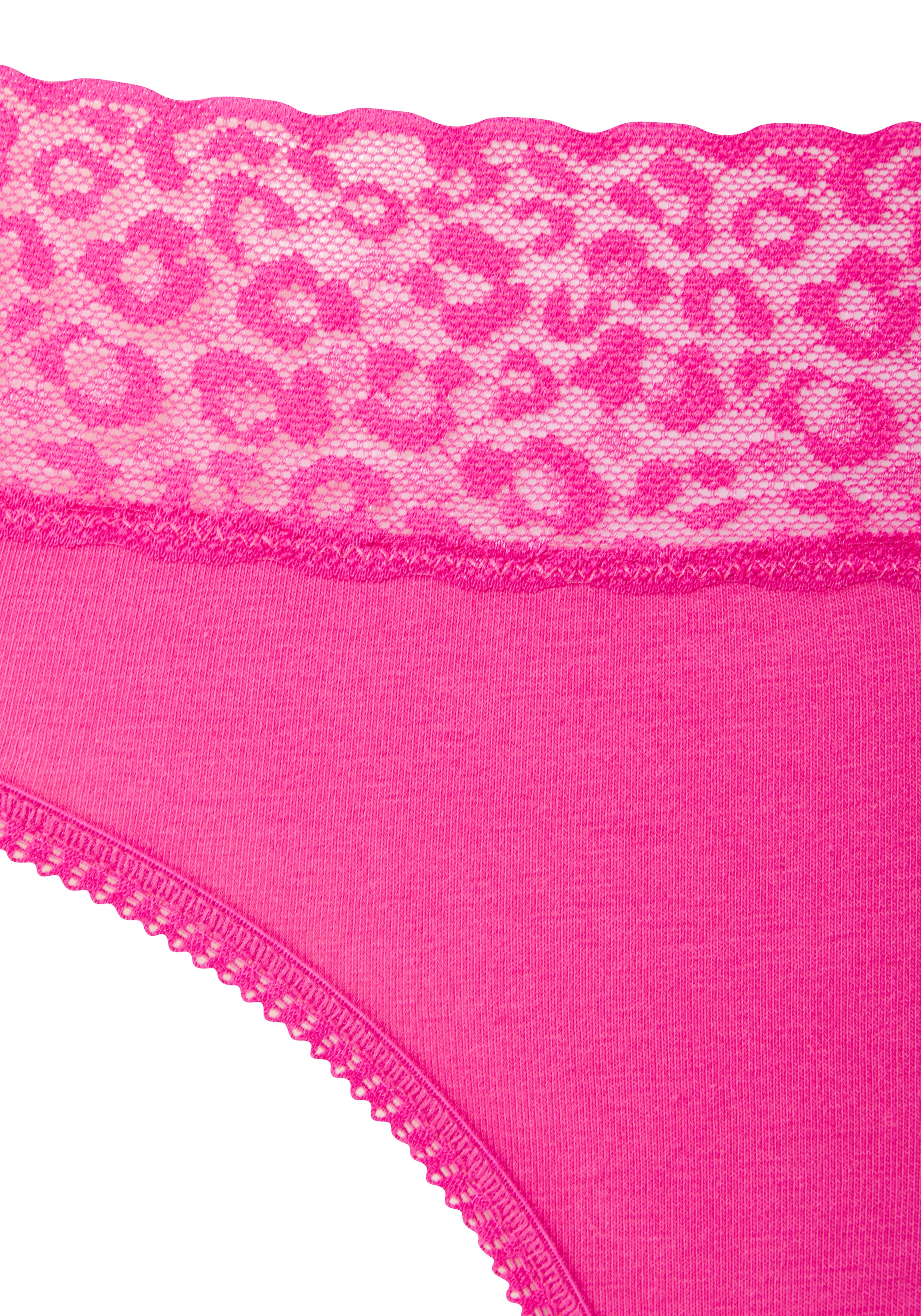 LASCANA Culottes de jazz pack de 4,  en coton élastique avec dentelle léopard à la ceinture