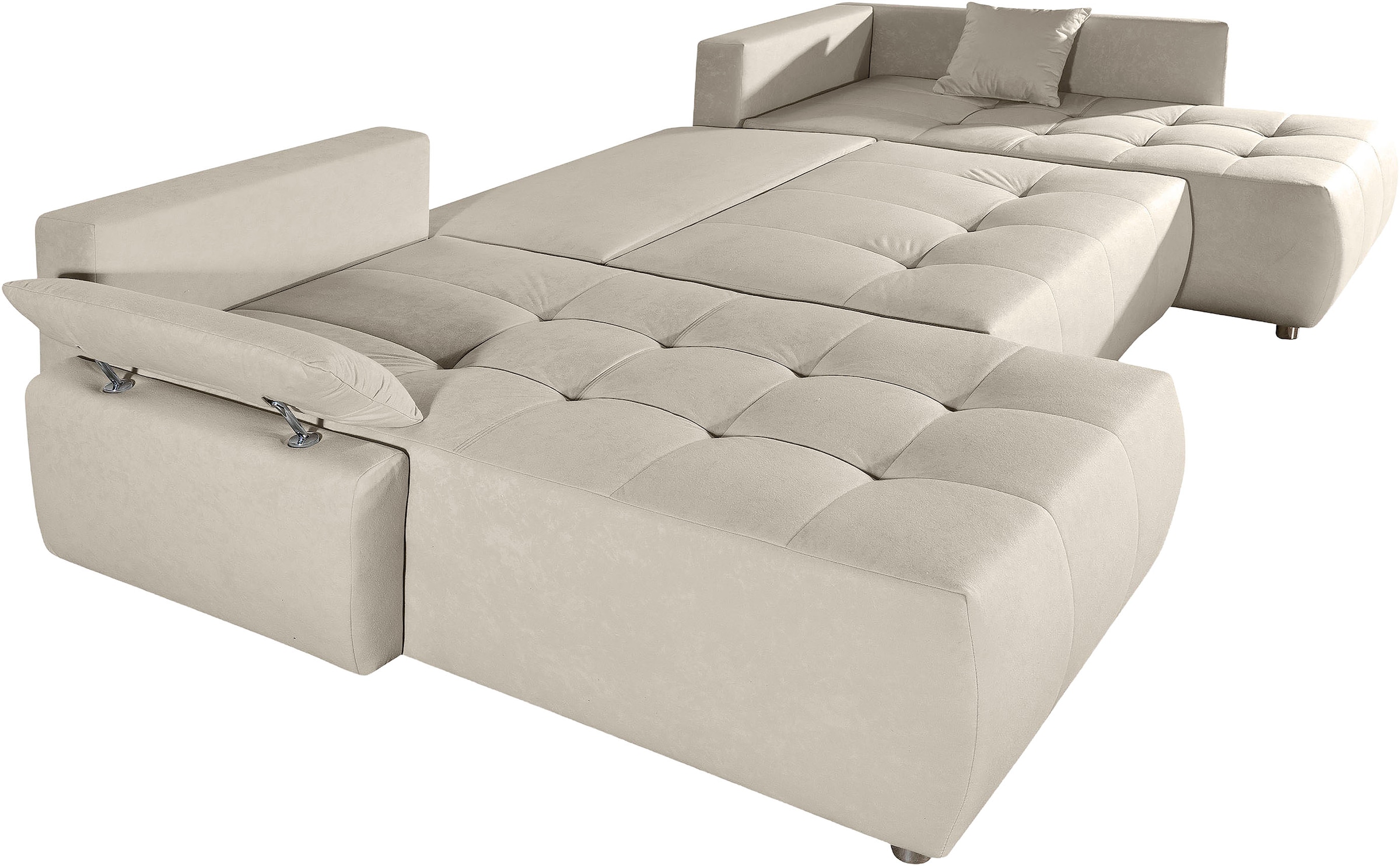 COLLECTION AB Wohnlandschaft »Funtastic U-Form, B:288 cm, Schlaffunktion, Bettkasten, auch in Cord« Schlaffunktion, Bonnelfederkern, Rückenkissen, Armteilverstellung