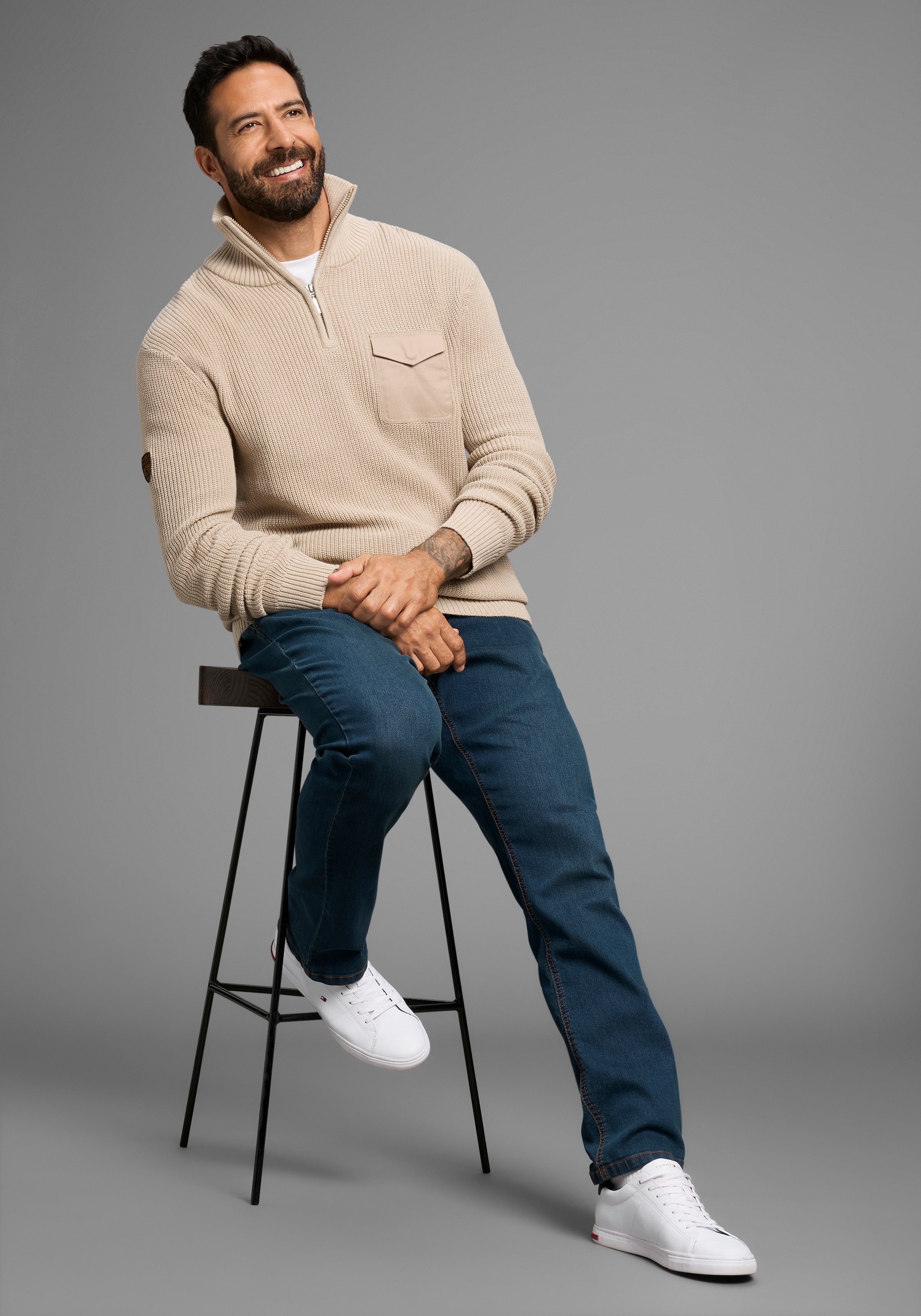 H.I.S Troyer »Neue Kollektion! Highlight Rippen-Optik!«, mit Brusttasche, Perfekt für die kältere Jahreszeit
