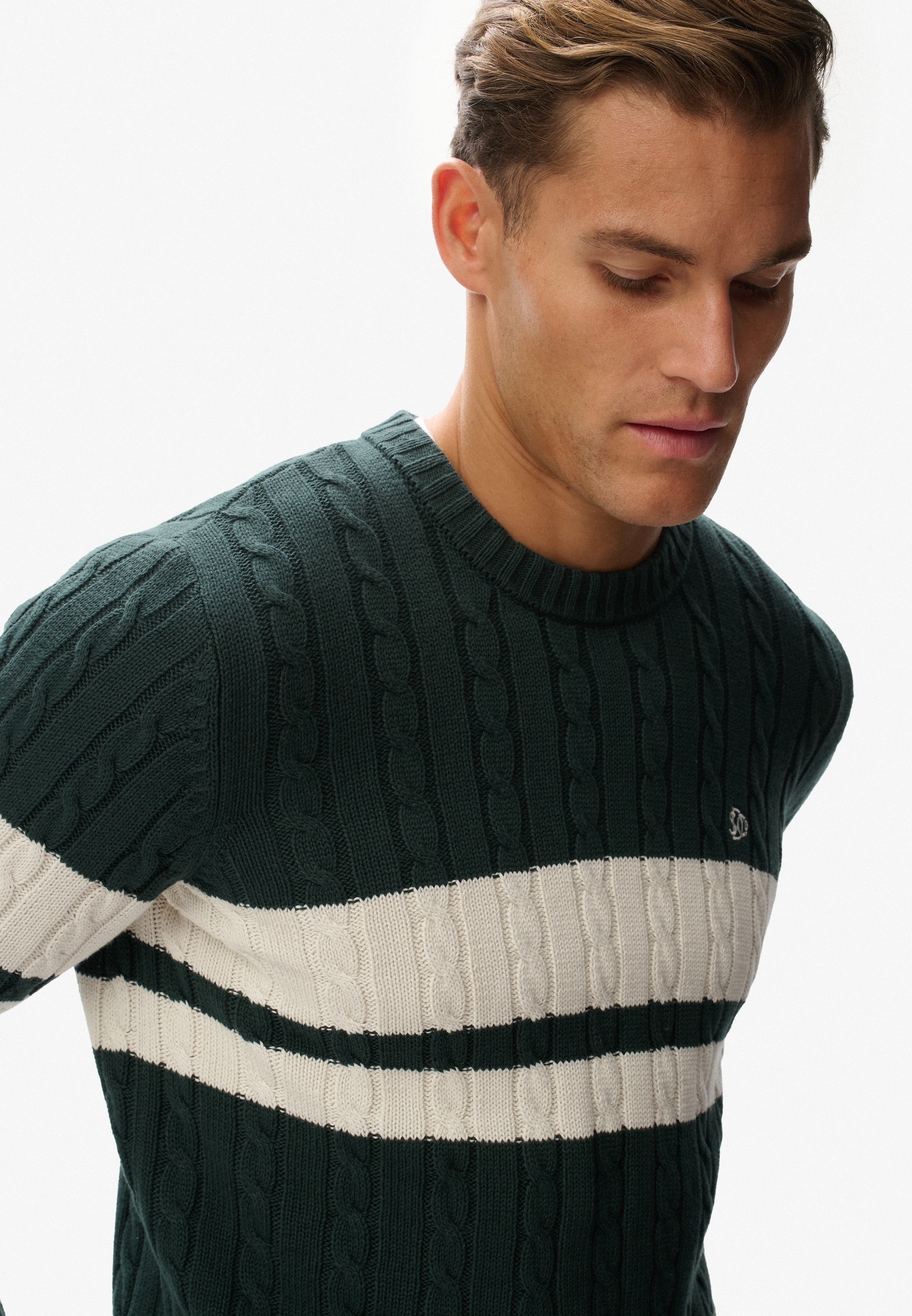 Superdry Pull en tricot »Cotton Stripe Cable Jumper«