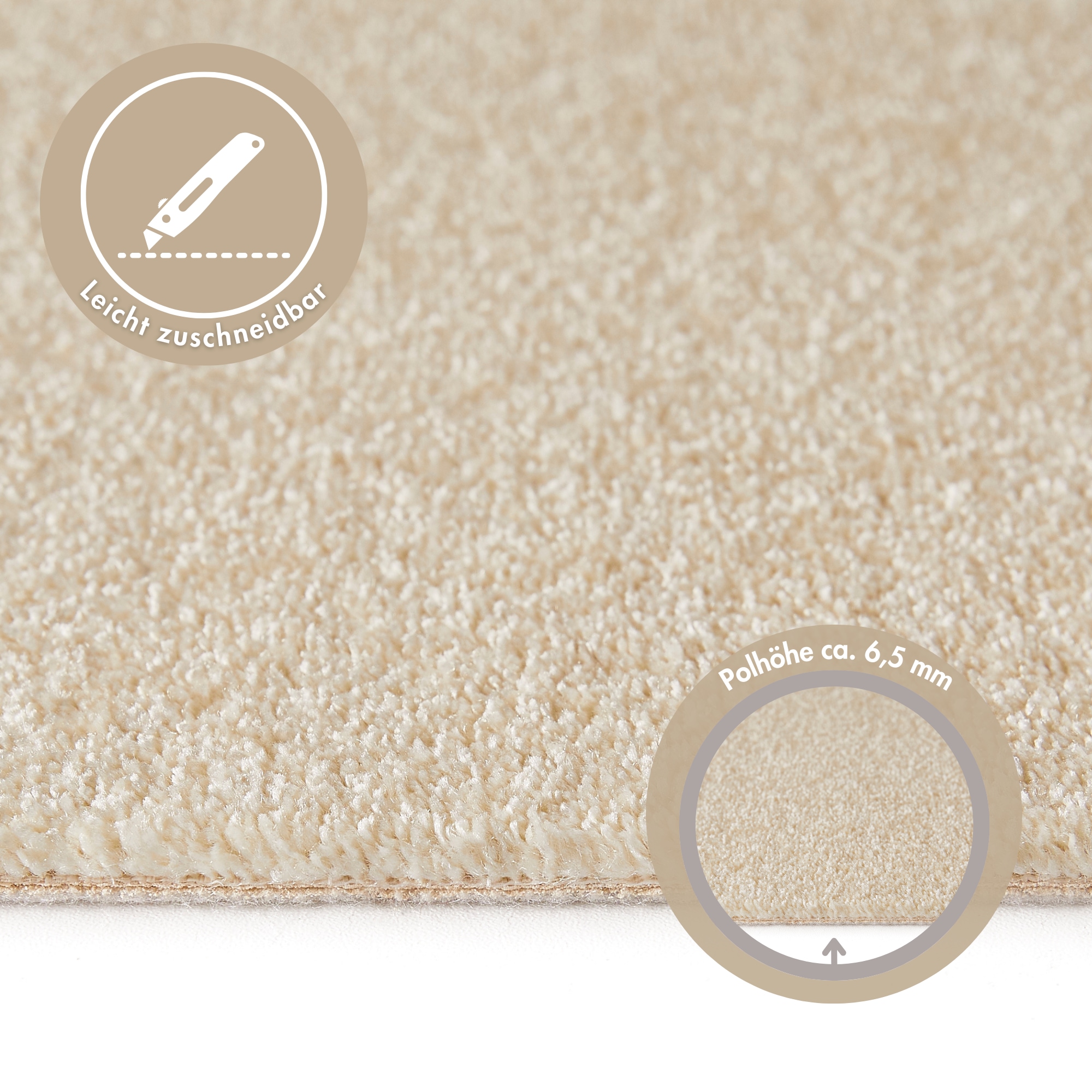 Andiamo Teppichboden »Verona, Velours, Made in Belgium« rechteckig 6 mm Höhe Uni Farben, Breite 400 cm oder 500 cm, strapazierfähig , pflegeleicht