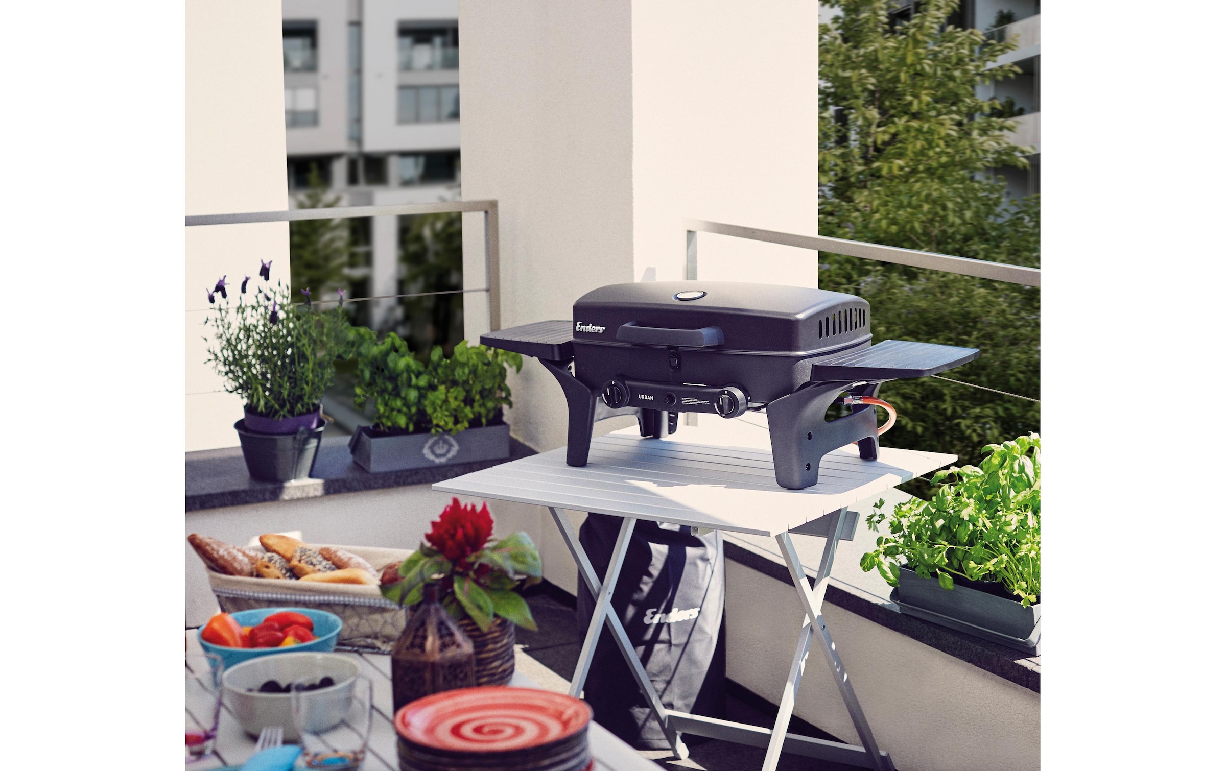 Enders® Barbecue à gaz »Urban« Mobiler Gasgrill mit 2-Brenner für Grillen, Kochen und Backen