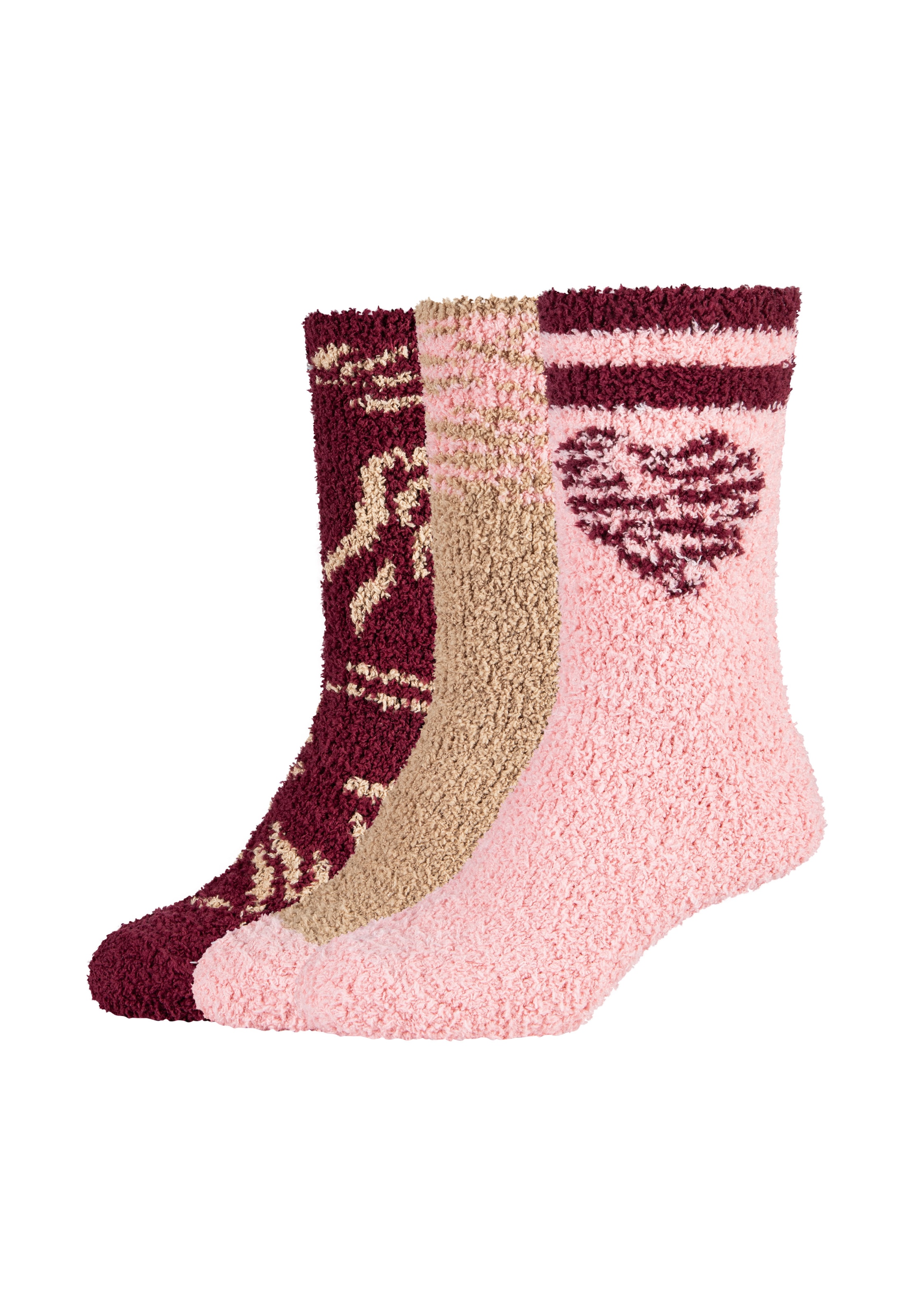 Camano Socken 3 Paar,  mit gemustertem Design, angenehm wärmende, kuschelige Qualität