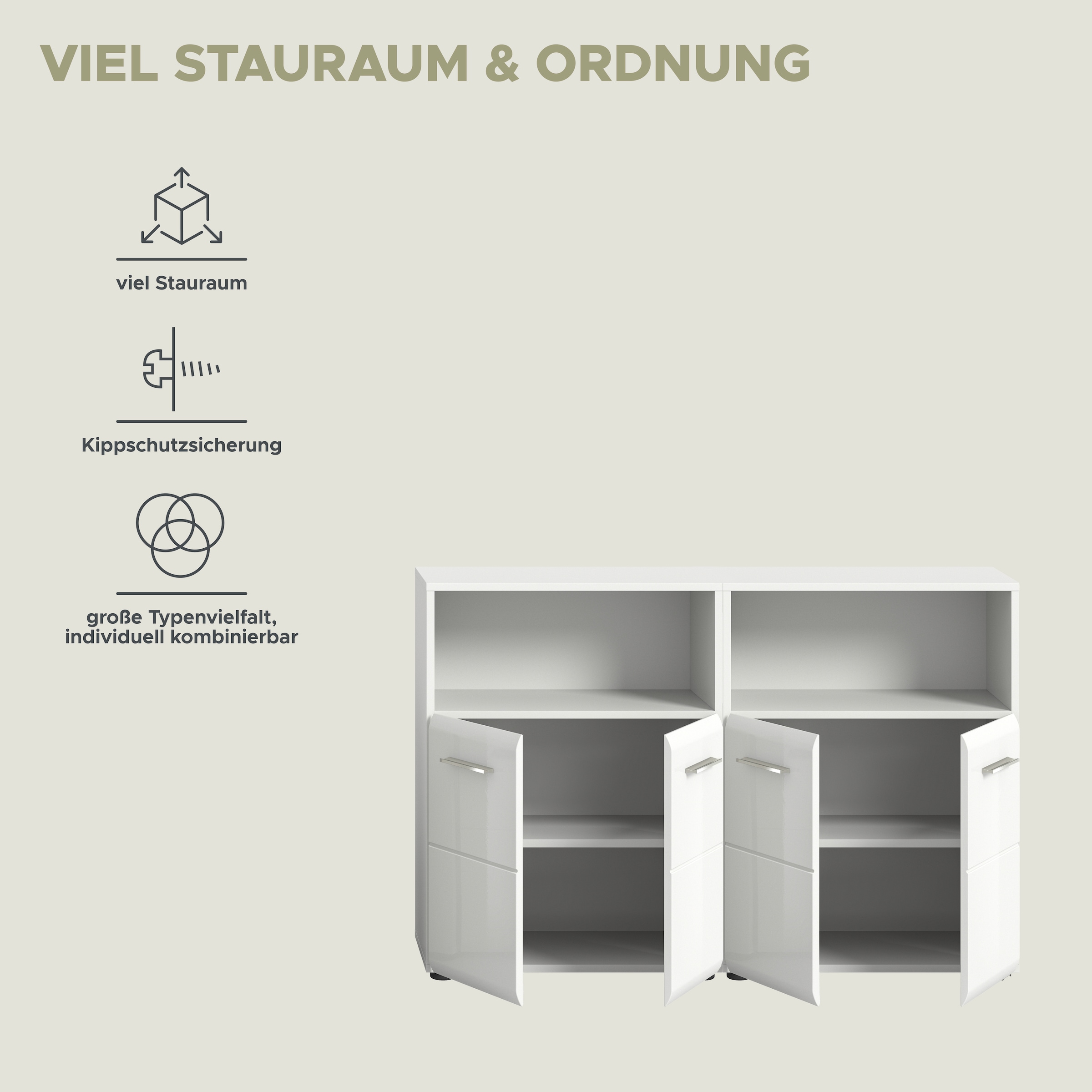 welltime Ensemble de meubles de salle de bain »FLORENZ, TOPSELLER!, 2-teilige Badkombination, hochwertige MDF-Front« Set, 2-teiliges Set bestehend aus: 2 Midischrank breit, 
