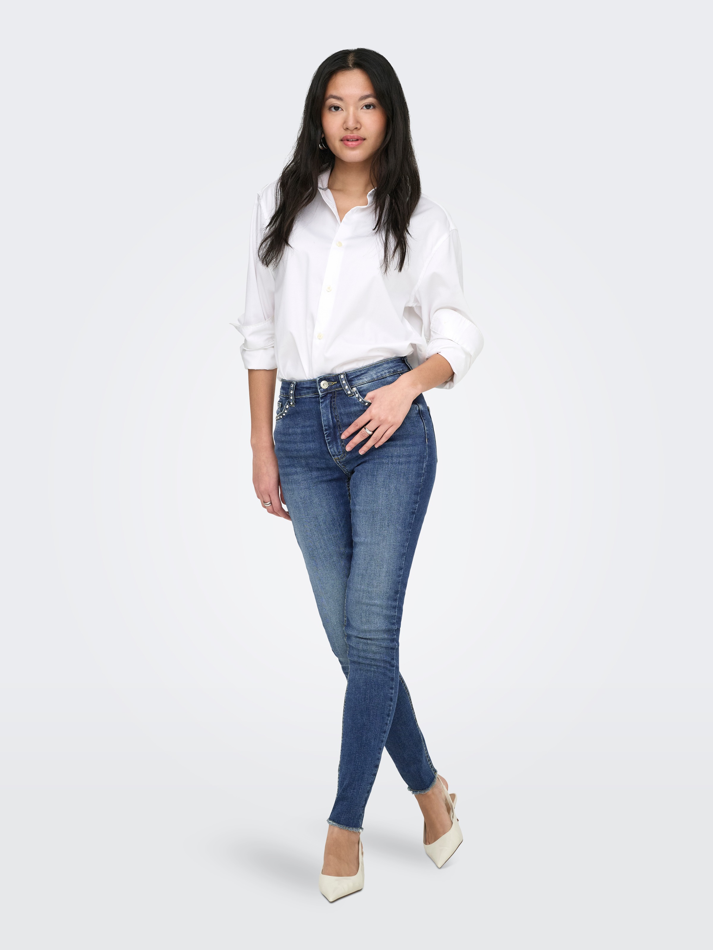 ONLY Jeans skinny »ONLWAUW HW SPARKLE SKINNY DNM« avec détail de strass
