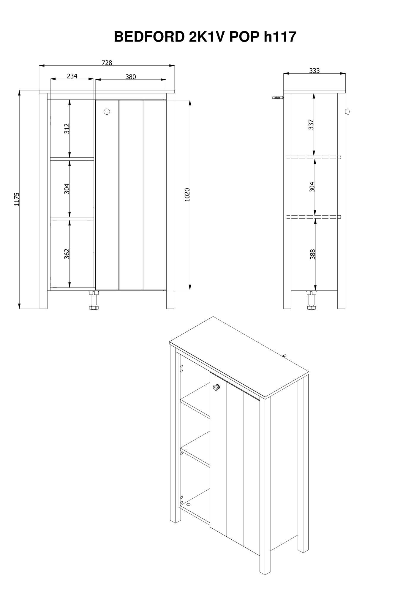 Home affaire Buffet haut »BEDFORD, Hochkommode, Vitrine, Glasvitrine, Kombi-Highboard« Profil MDF 2D recouvert, marquage à chaud