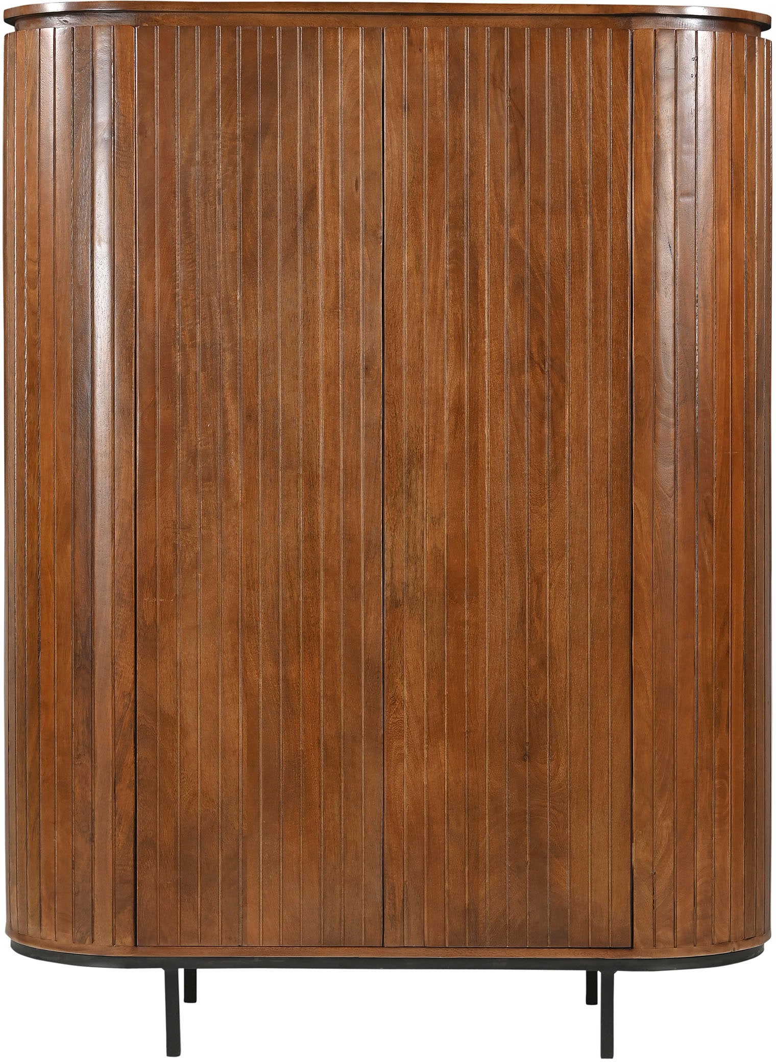 SIT Buffet haut »Aberdeen aus massivem Mangoholz mit Lamellenfront & 2 Türen« 1 cuis tlg. Façade lamellée en bois de manguier & pieds en métal noir
