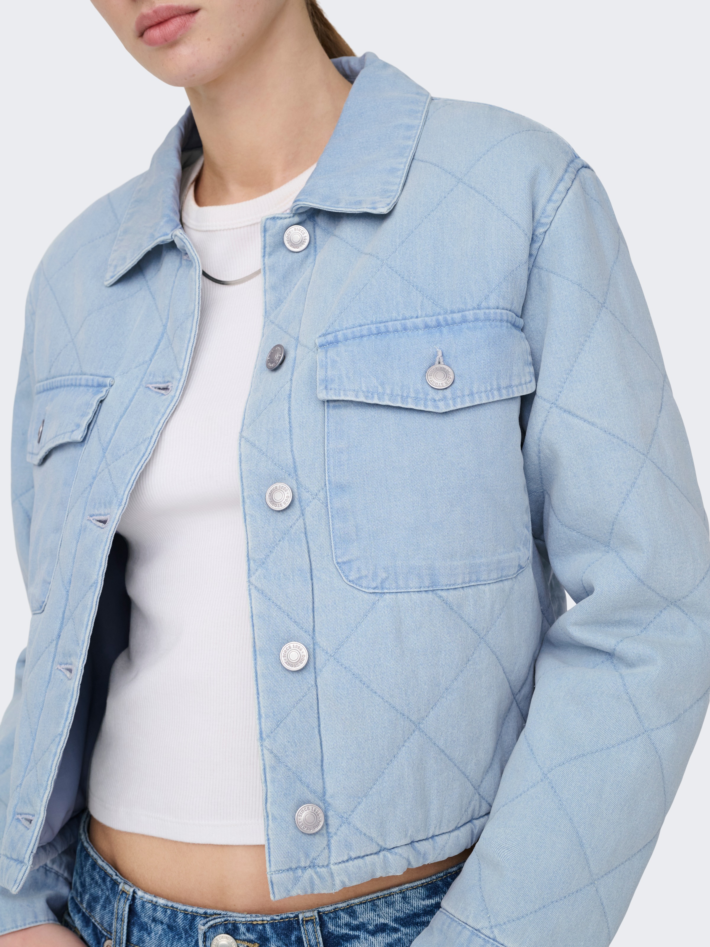 ONLY Kurzjacke »ONLMIST WASHED QUILT JACKET CC OTW« im Denim Look mit gesteppter Optik
