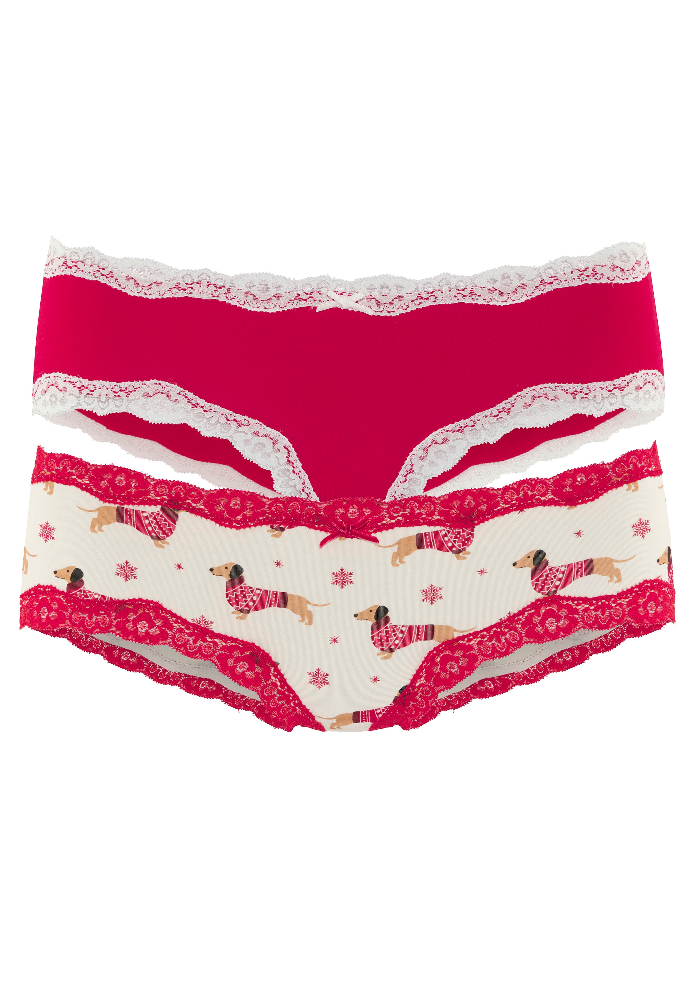 LASCANA Hipster Paquet, 2 cuis avec dentelle florale