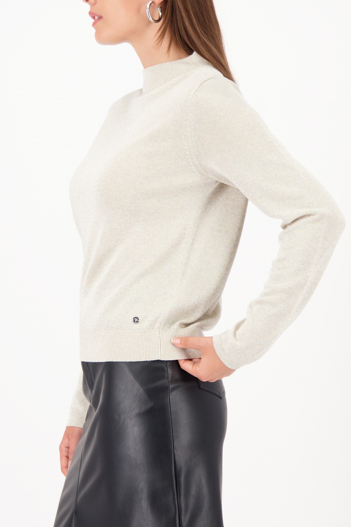Monari Pull à col rond »Pullover Lurex« Regular fit mit Rundhalsausschnitt