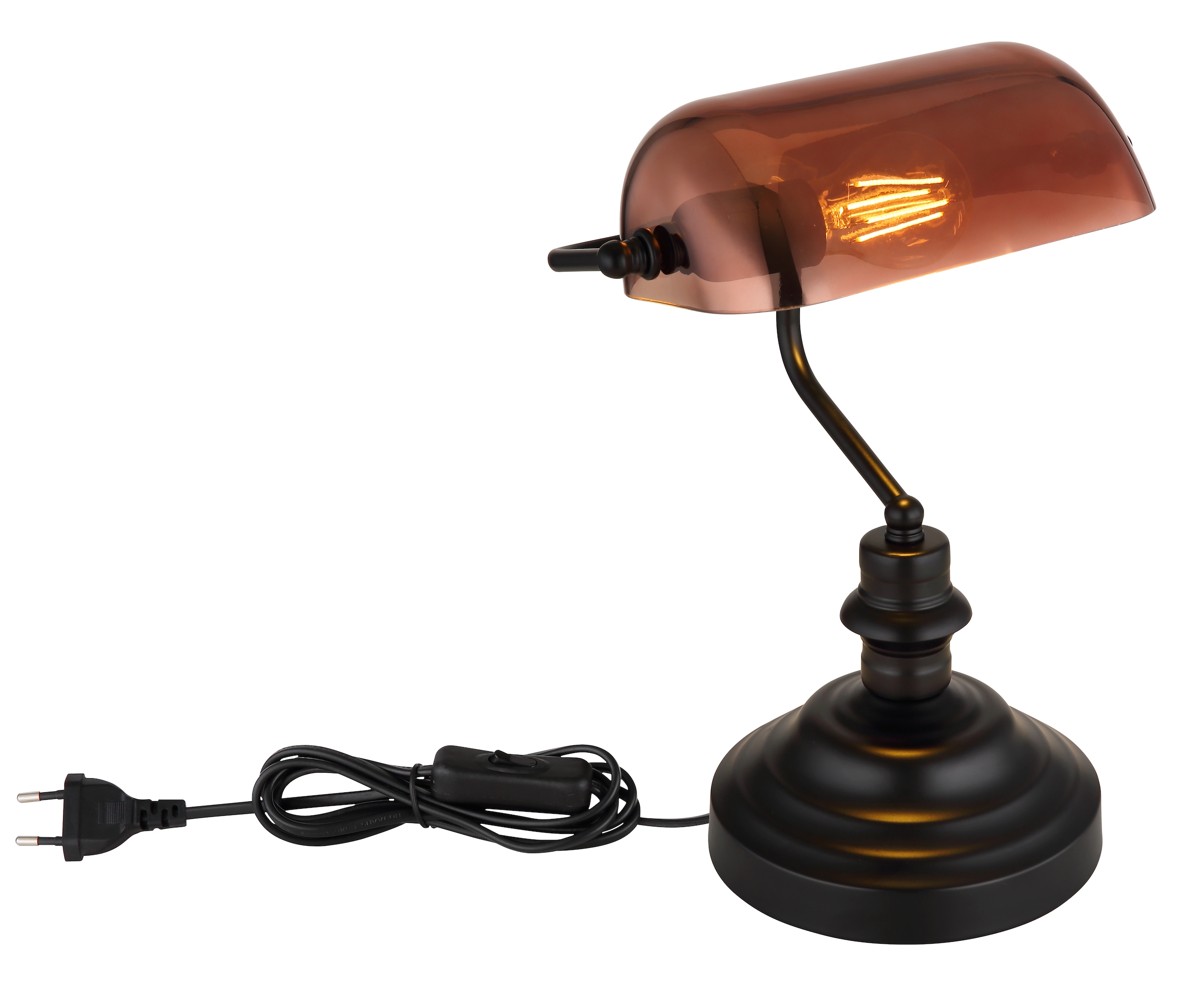 GLOBO LIGHTING Lampe de bureau »ANTIQUE« 1 cuis Klassische Schreibtischleuchte, Antik-look Tischleuchte, Bankerlamp