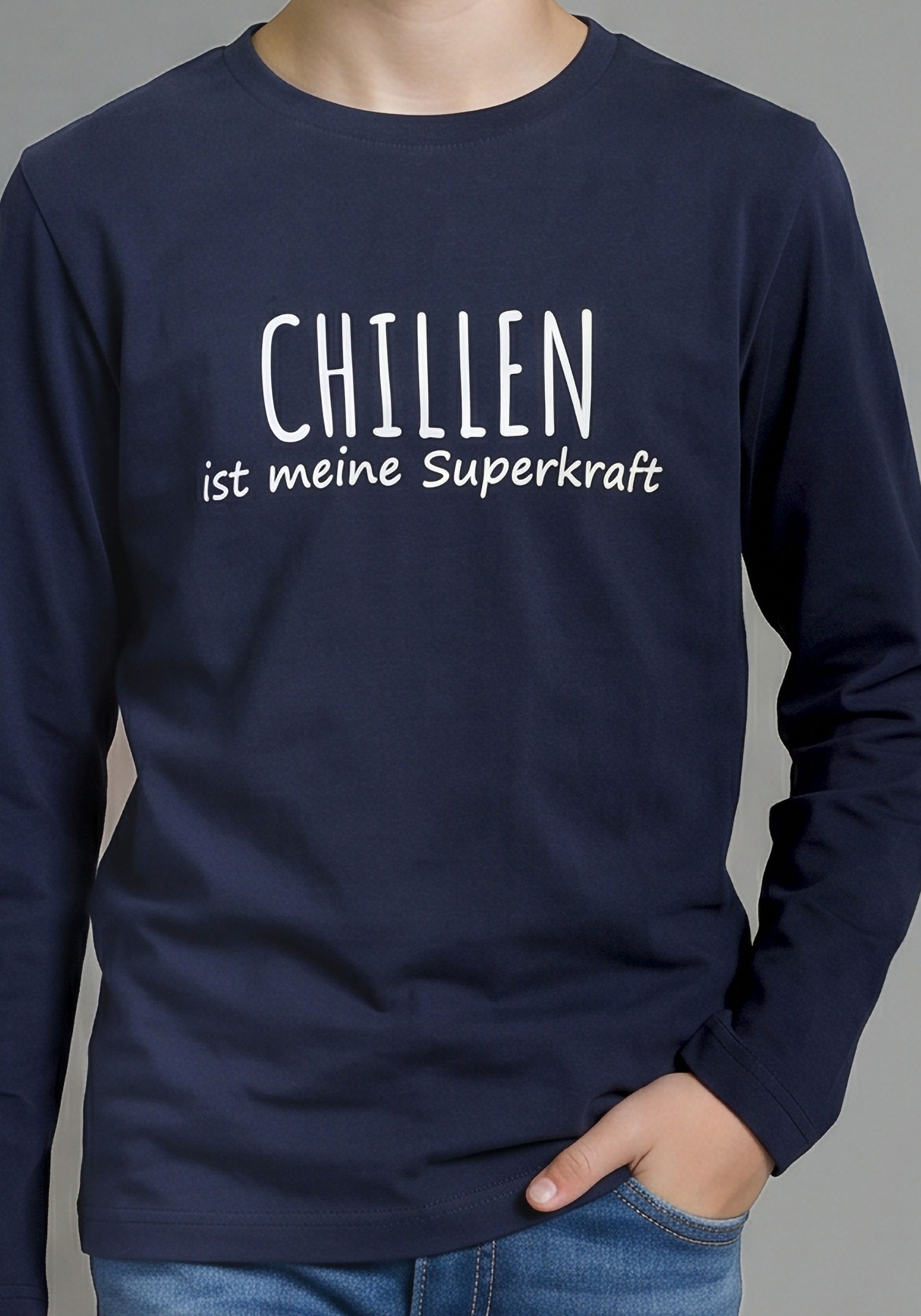 KIDSWORLD Langarmshirt »Sprücheshirt: CHILLEN ist meine Superkraft« modischer Stil, für Basic-Anlässe