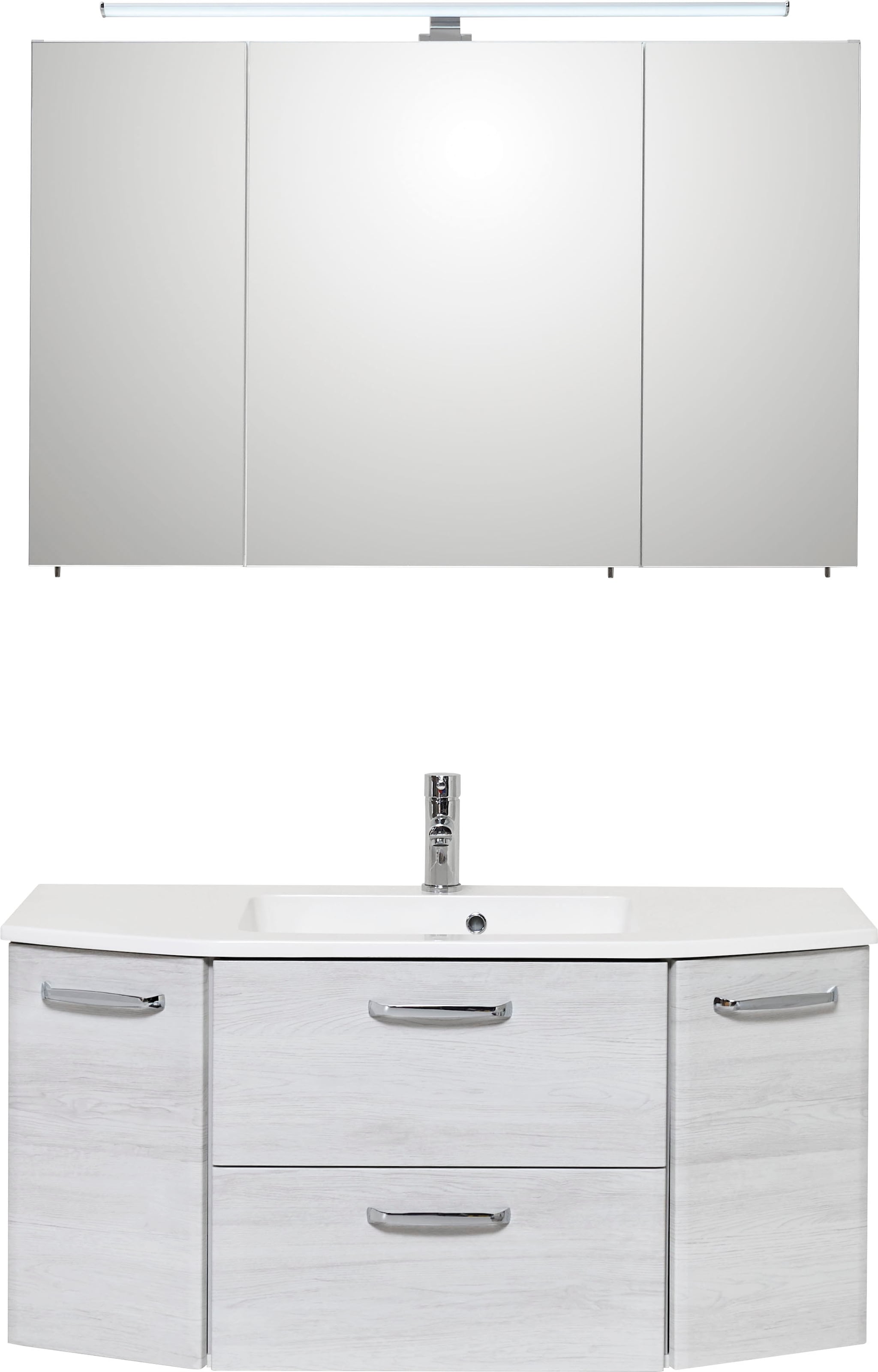 Saphir Ensemble de meubles de salle de bain »Quickset 2-teilig, Mineralmarmor-Waschtisch mit LED-Spiegelschrank« Ensemble, 2 cuis tlg.