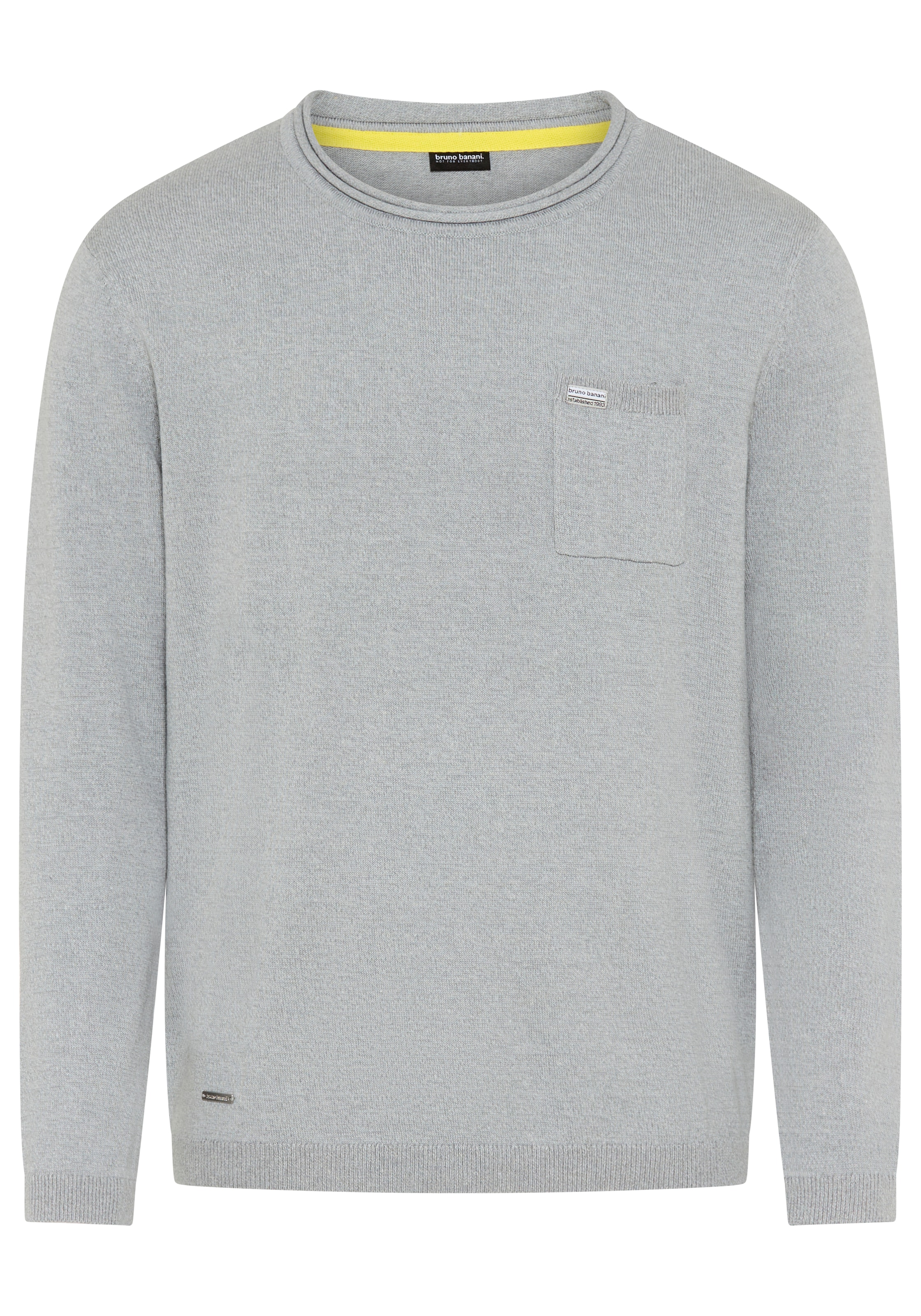 Bruno Banani Pull à col rond aus Baumwolle, mit Rundhalsausschnitt, Langarm, melierte Optik