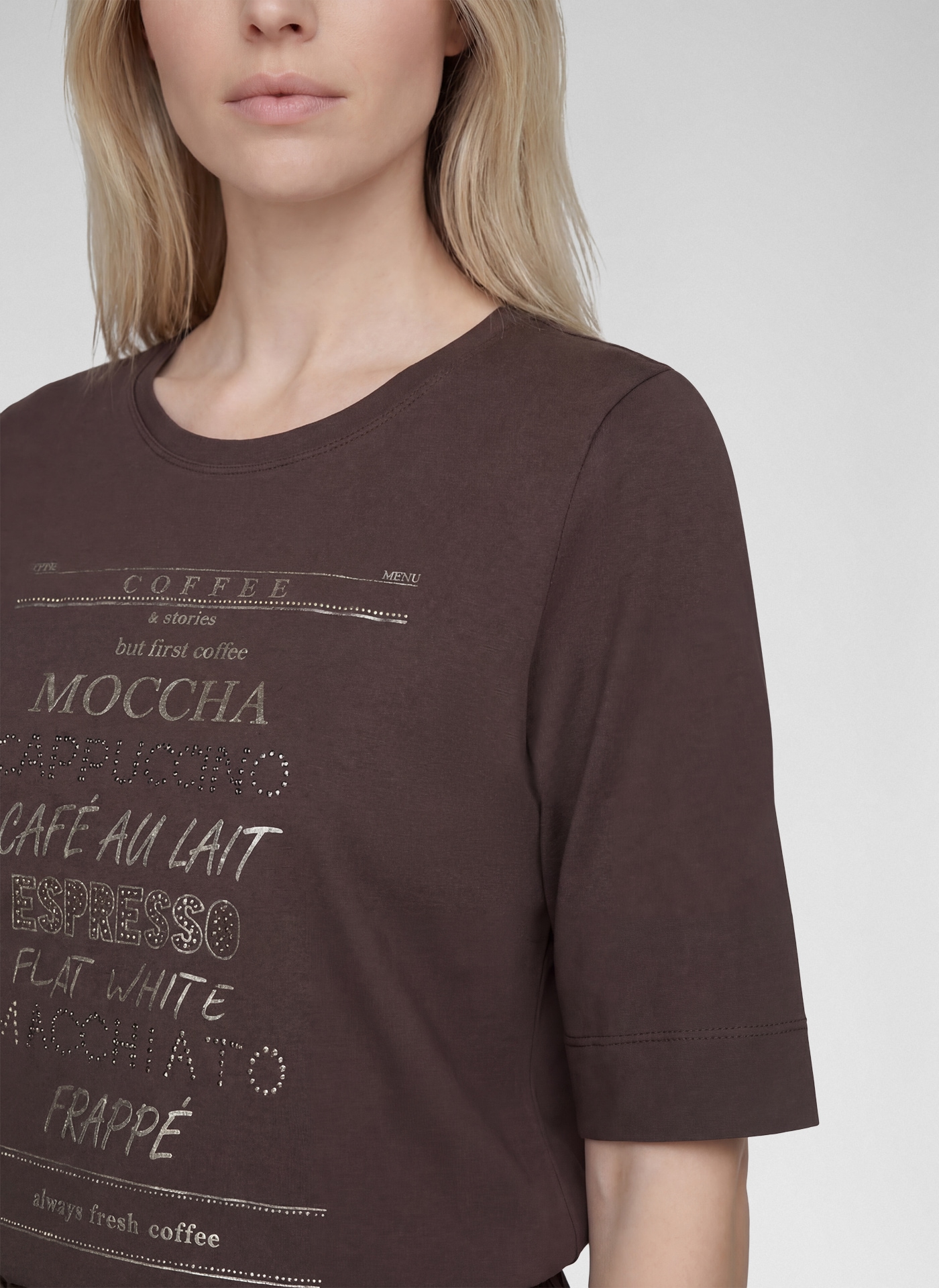Rabe Shirt à col rond T-shirt d'été avec détails clous et imprimés